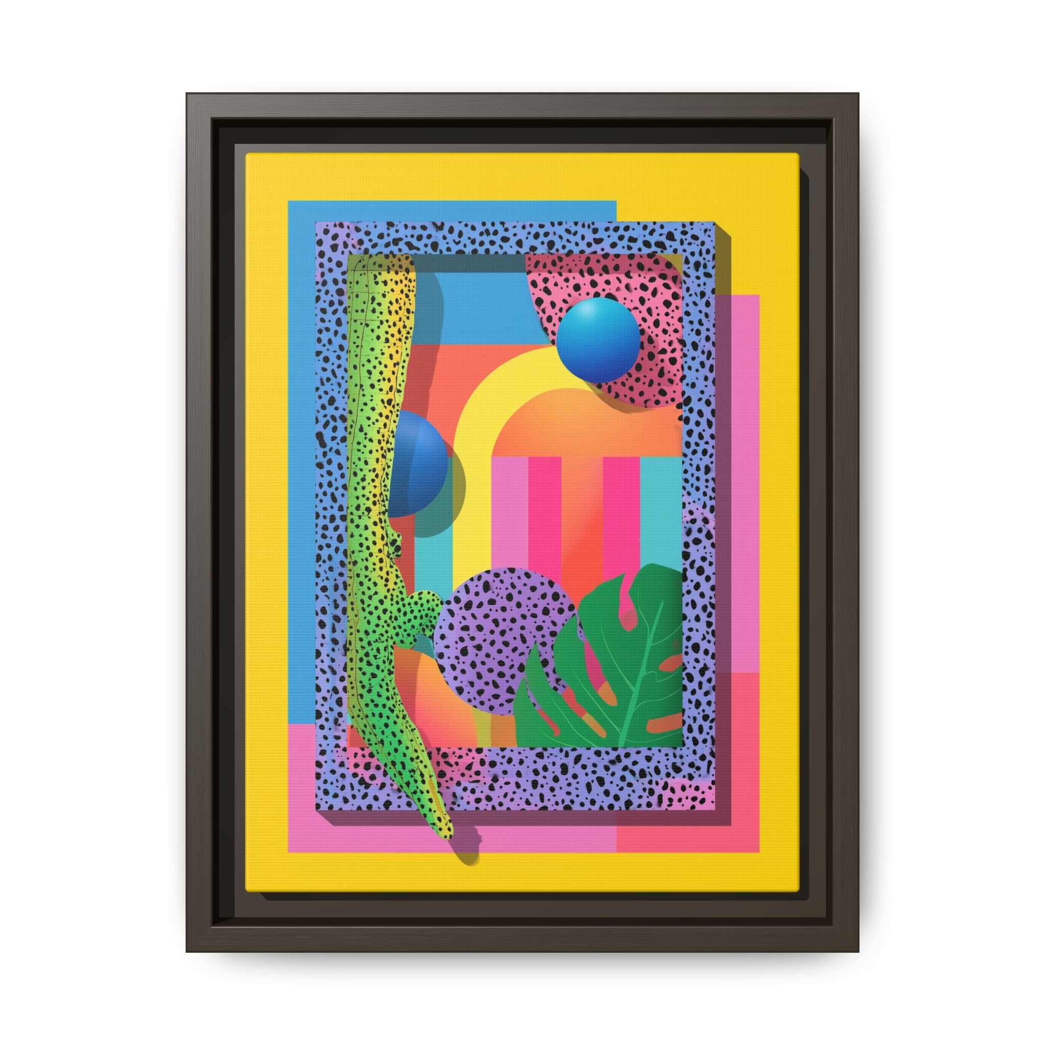 Geometric Rhythms: Abstract Layers of Color, Dimensional Shapes and Tropical Elements, Vibrant Modern Art Composition   |   Custom Orders