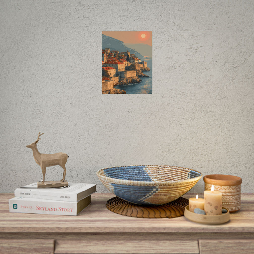 Dubrovnik's Golden Hour: Medieval Coastal Cityscape, Adriatic Sunset Panorama   |    Custom Orders Available