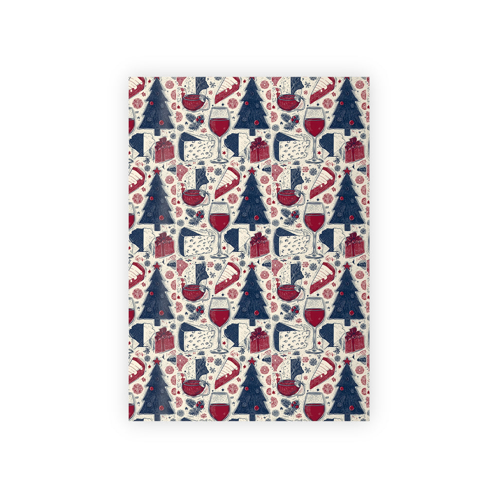 French Christmas Gift Wrap Roll, Holiday Present Packaging, Festive Decorative Paper, Unique Xmas Pattern Design,