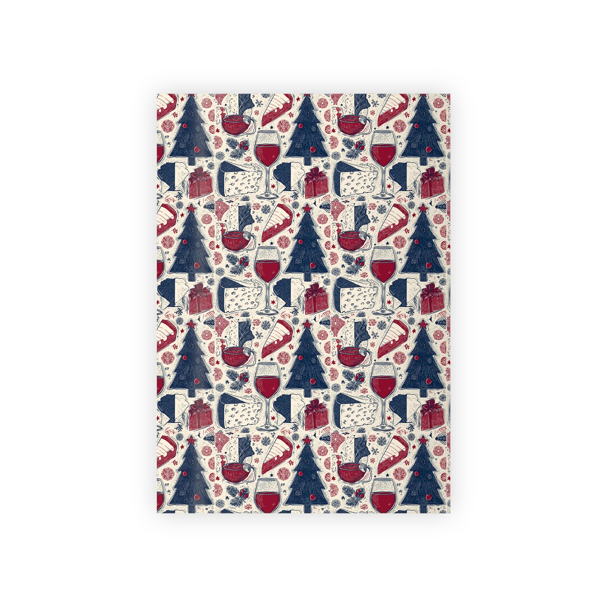 French Christmas Gift Wrap Roll, Holiday Present Packaging, Festive Decorative Paper, Unique Xmas Pattern Design,