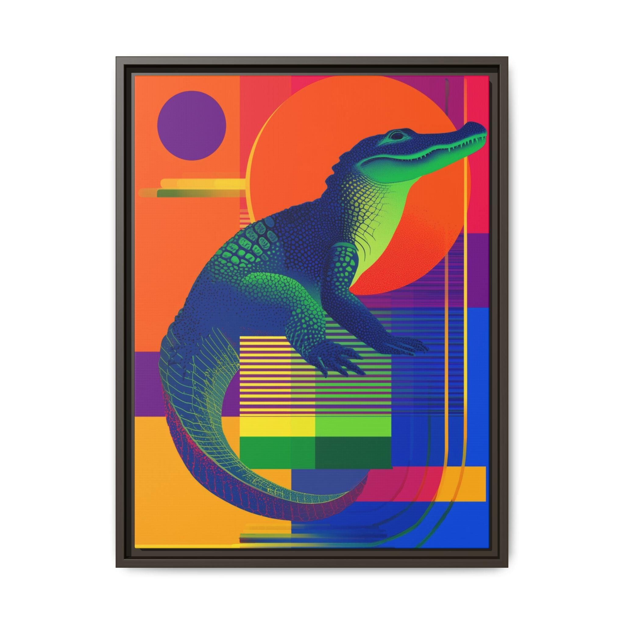 Geometric Alligator Framed Print: Pop Art Reptile, Vibrant Gradient Composition   |  Personalized & Custom Orders Available