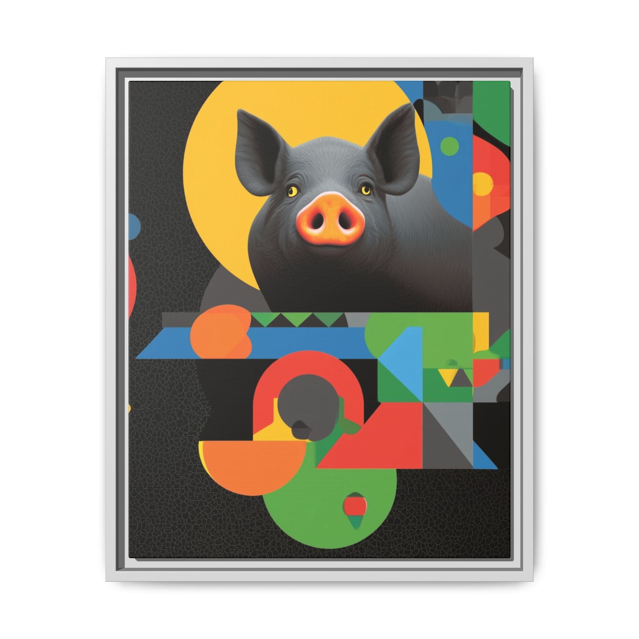 Geometric Pig Poster: Abstract Graphic Design, Colorful Modernist Composition   |    Custom Orders Available