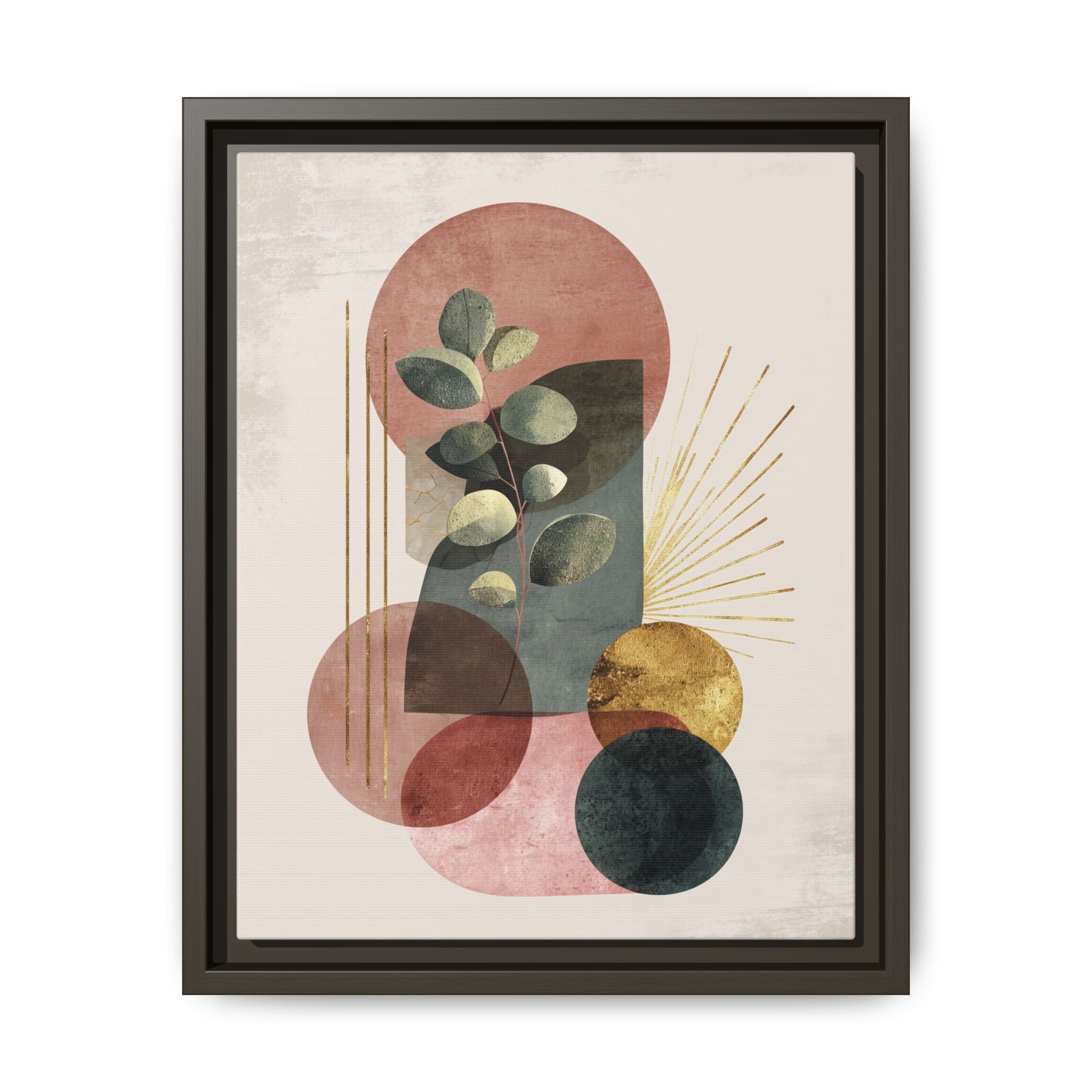 Botanical Geometric Symphony: Eucalyptus Harmony, Metallic Intersections, Modern Earth Tones   |   Custom Orders Accepted