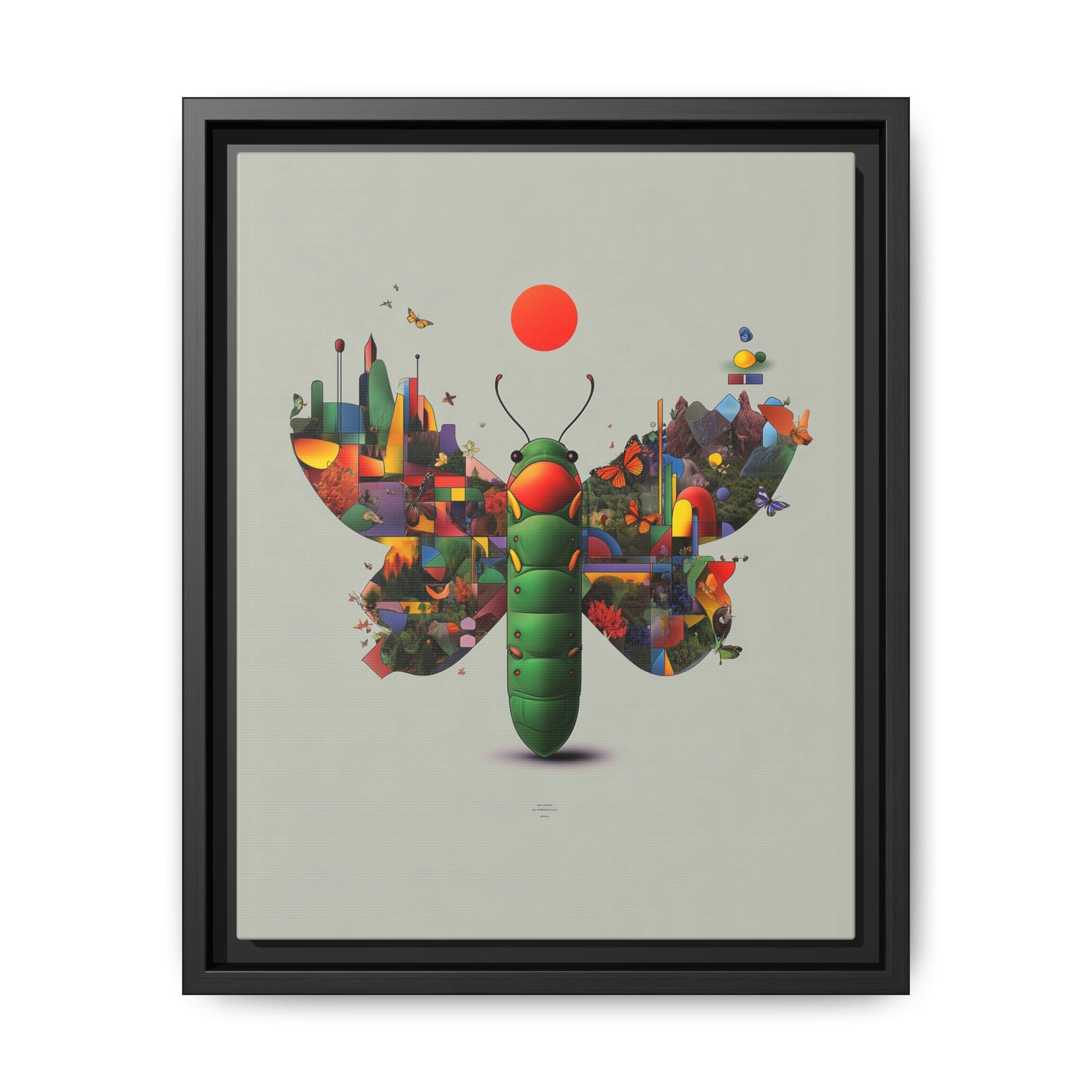Geometric Chrysalis Framed Print : Butterfly Transformation, Digital Abstract Landscape Metaphor   |  Personalized & Custom Orders