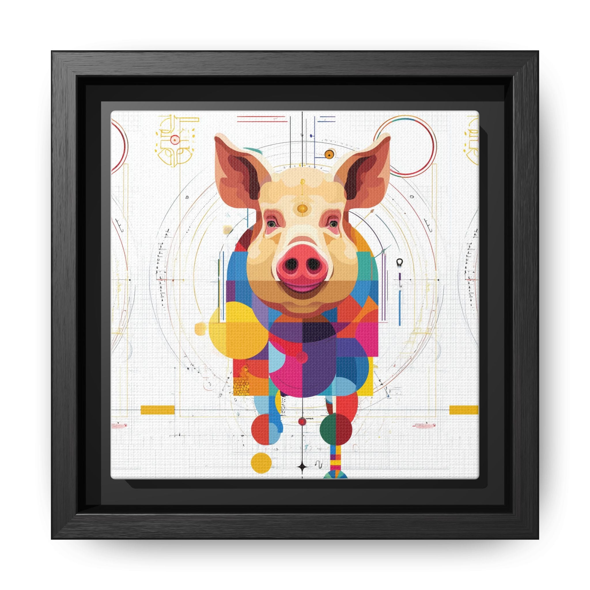 Geometric Pig: Digital Cubist Portrait, Mathematical Animal Abstraction   |    Custom Orders Available