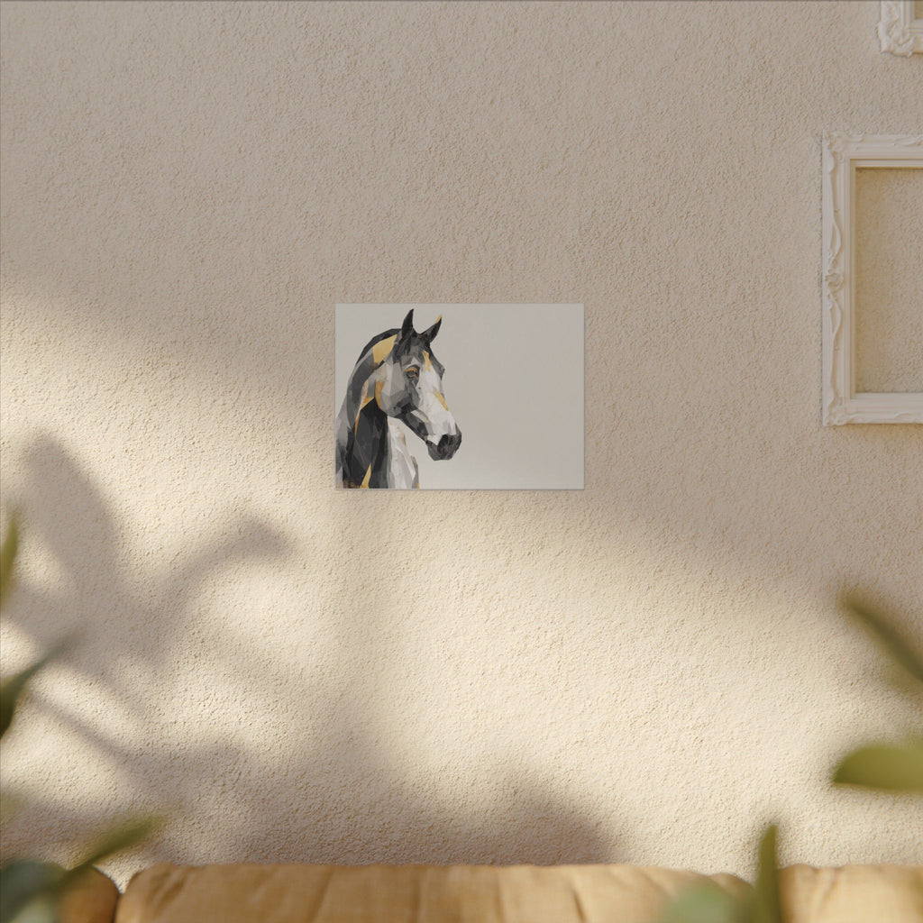 Geometric Equine Elegance: Polygonal Horse Portrait, Modern Digital Art, Metallic Cubist Interpretation   |  Personalized & Custom Orders
