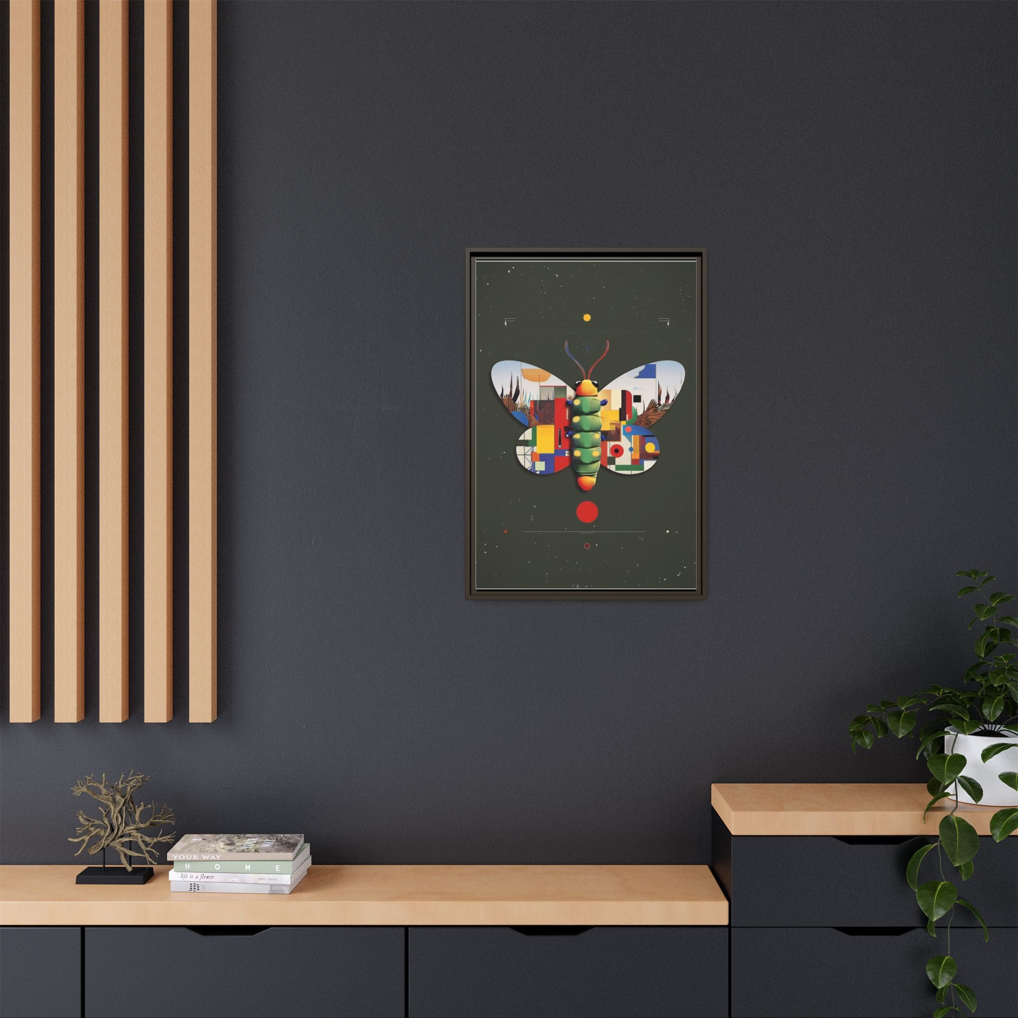 Geometric Butterfly Framed Print : Digital Cubist Interpretation, Modernist Entomological Design   |  Personalized & Custom Orders Available