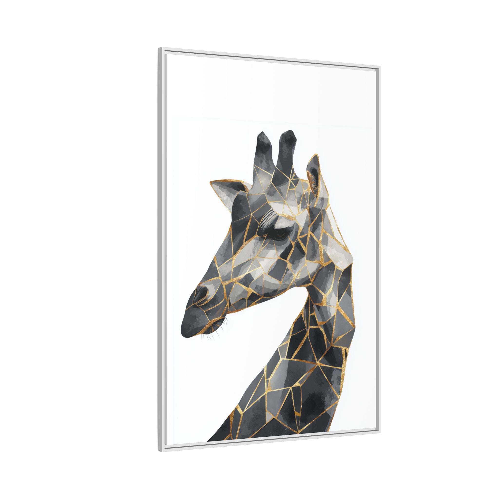 Geometric Giraffe Framed Print : Modern Mosaic Wildlife Art, Contemporary Golden Fragments   |  Personalized & Custom Orders Available