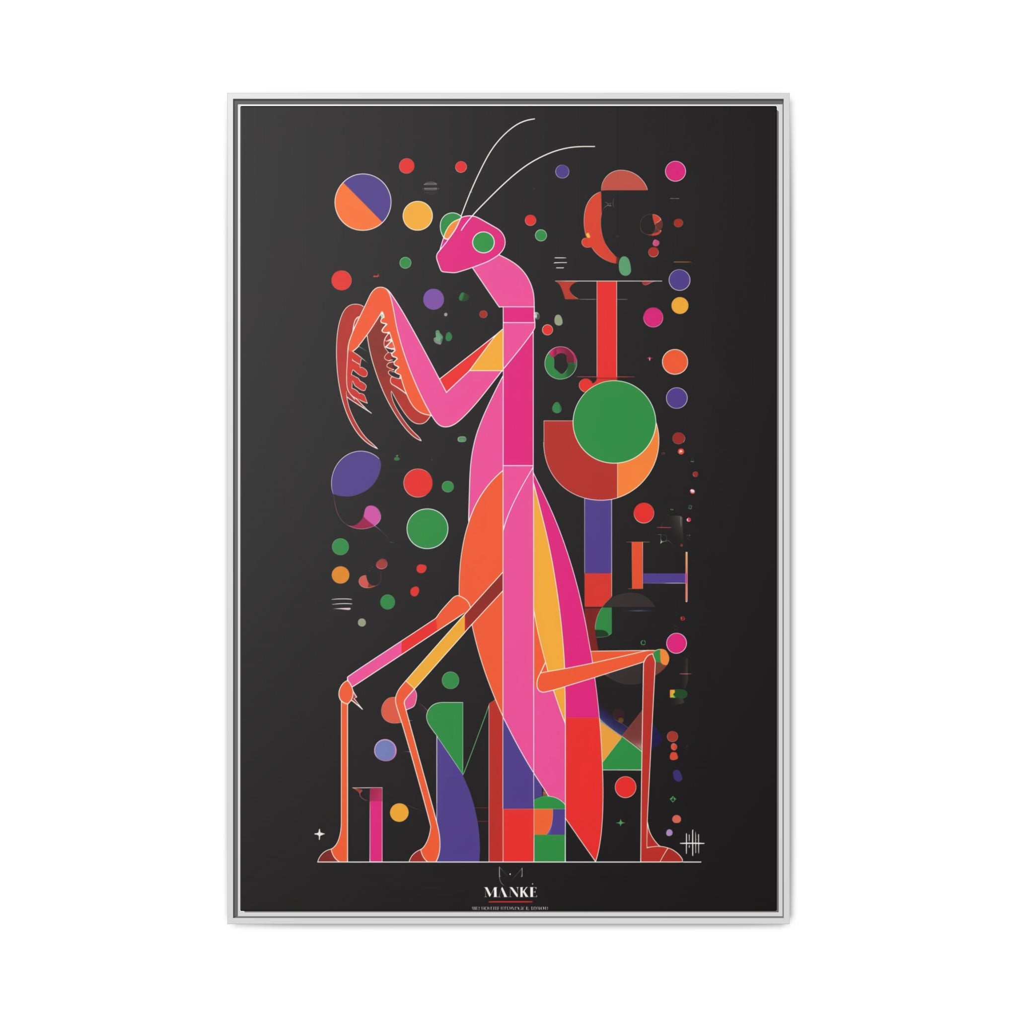 Mantis Geometrica Framed Print : Cubist Insect Design, Vibrant Graphic Poster Art   |   Custom Orders Available