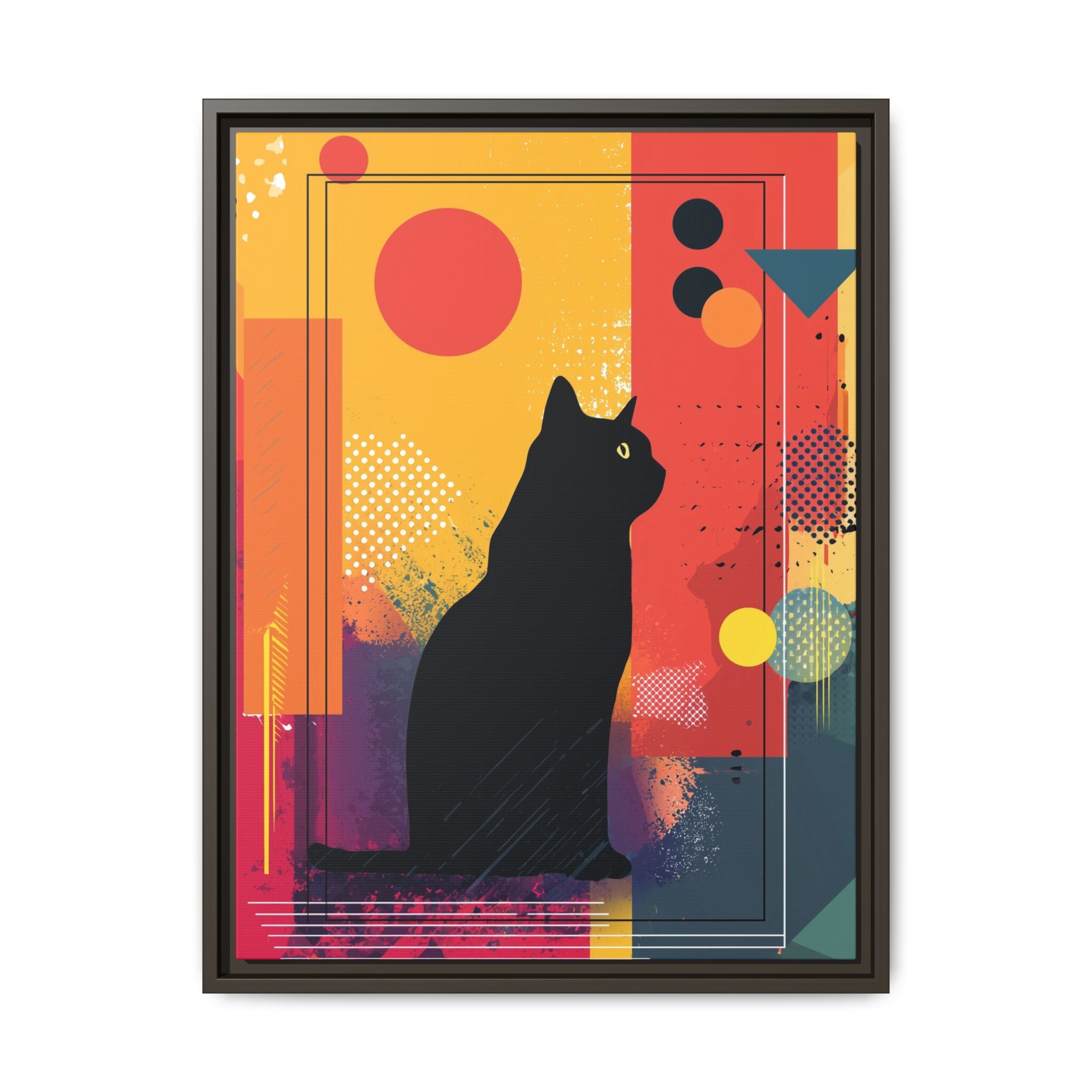 Feline Geometry Framed Print: Abstract Cat Silhouette, Retro Digital Design   |  Personalized & Custom Orders Available