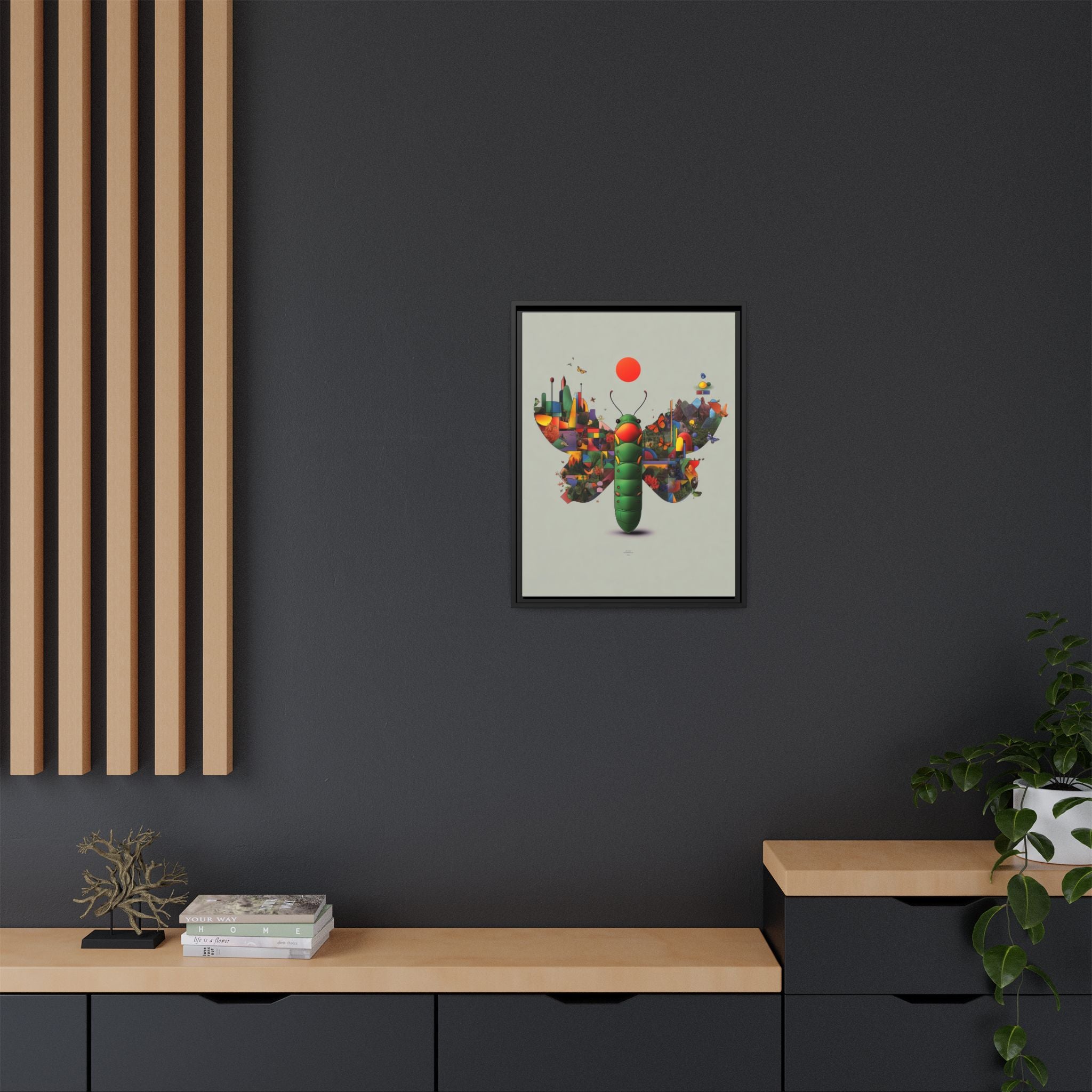 Geometric Chrysalis Framed Print : Butterfly Transformation, Digital Abstract Landscape Metaphor   |  Personalized & Custom Orders