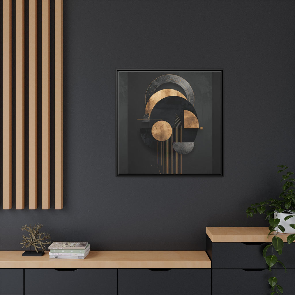 Geometric Resonance: Abstract Gold and Black Design, Minimalist Architectural Art, Modern Metallic Composition   |   Custom Orders Accepted