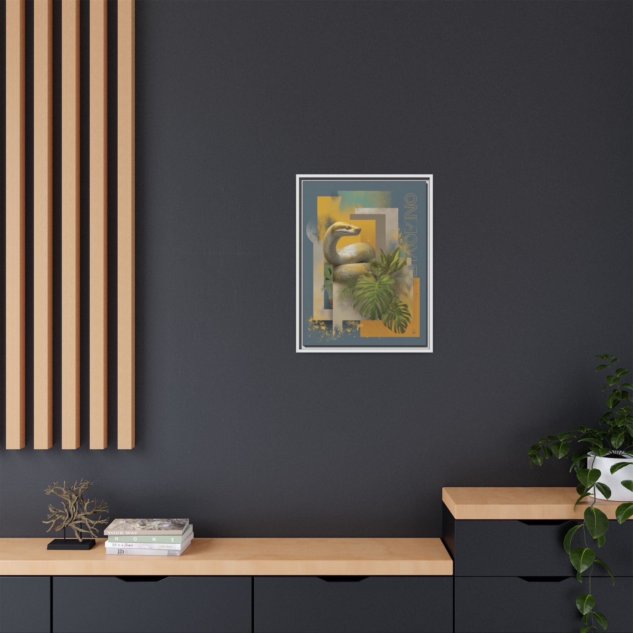 Serpent in Geometry: Tropical Albino Snake Portrait, Modern Botanical Illustration   |    Custom Orders Available