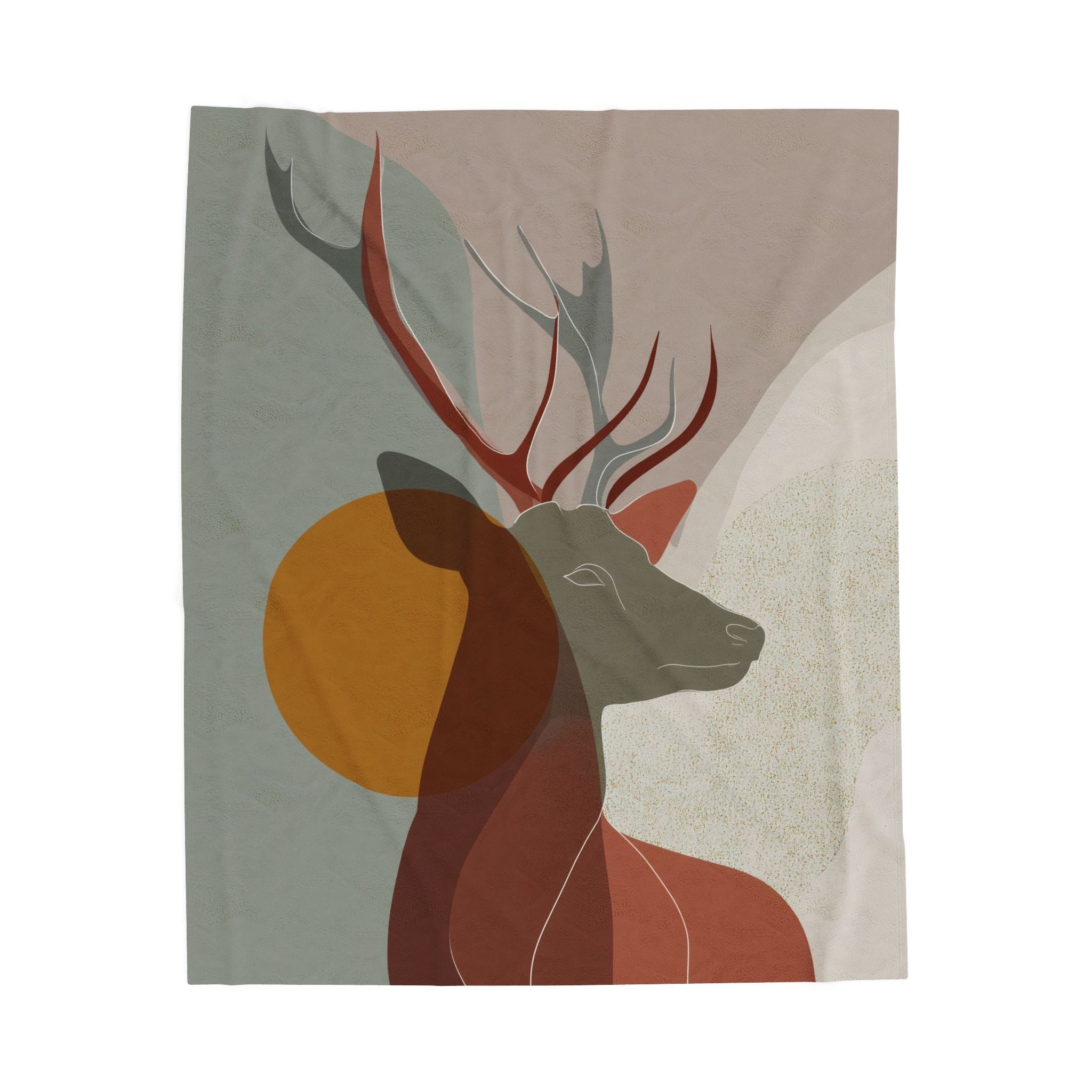 Velveteen Plush Blanket - Geometric Earthen Toned Deer Blanket, Modern Decor, Soft Throw, Cozy Bedding, Home Accent, Gift Idea