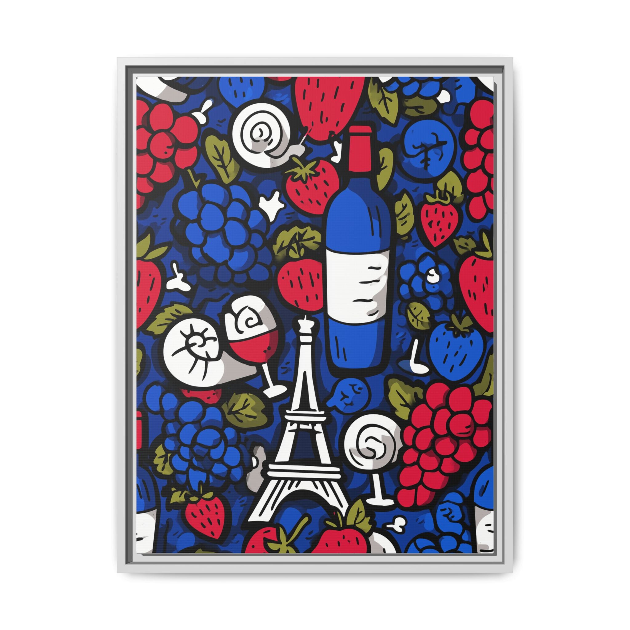 French Wine & Fruit Matte Canvas Art — Framed Paris Kitchen Print