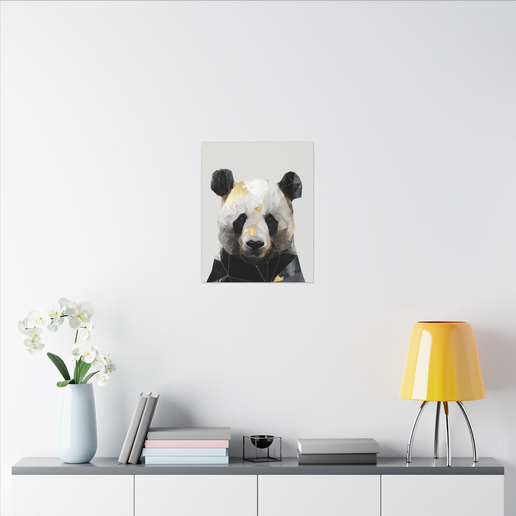Geometric Panda: Low Poly Art, Contemporary Wildlife Portrait, Metallic Triangular Design   |  Personalized & Custom Orders Available