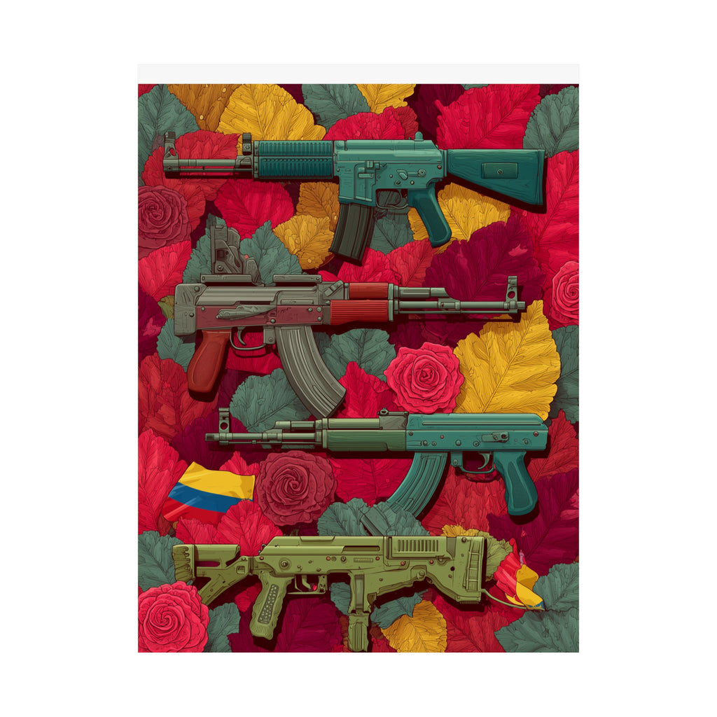 Vibrant Gun Art Vertical Poster, Unique Wall Decor, Military Theme Art, Home Office Decoration, Gift for Gun Enthusiasts