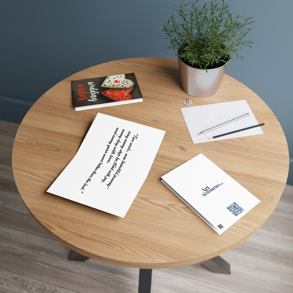 Wedding Wishes Greeting Card — Heart Cookie Illustration, Romantic Wedding Card