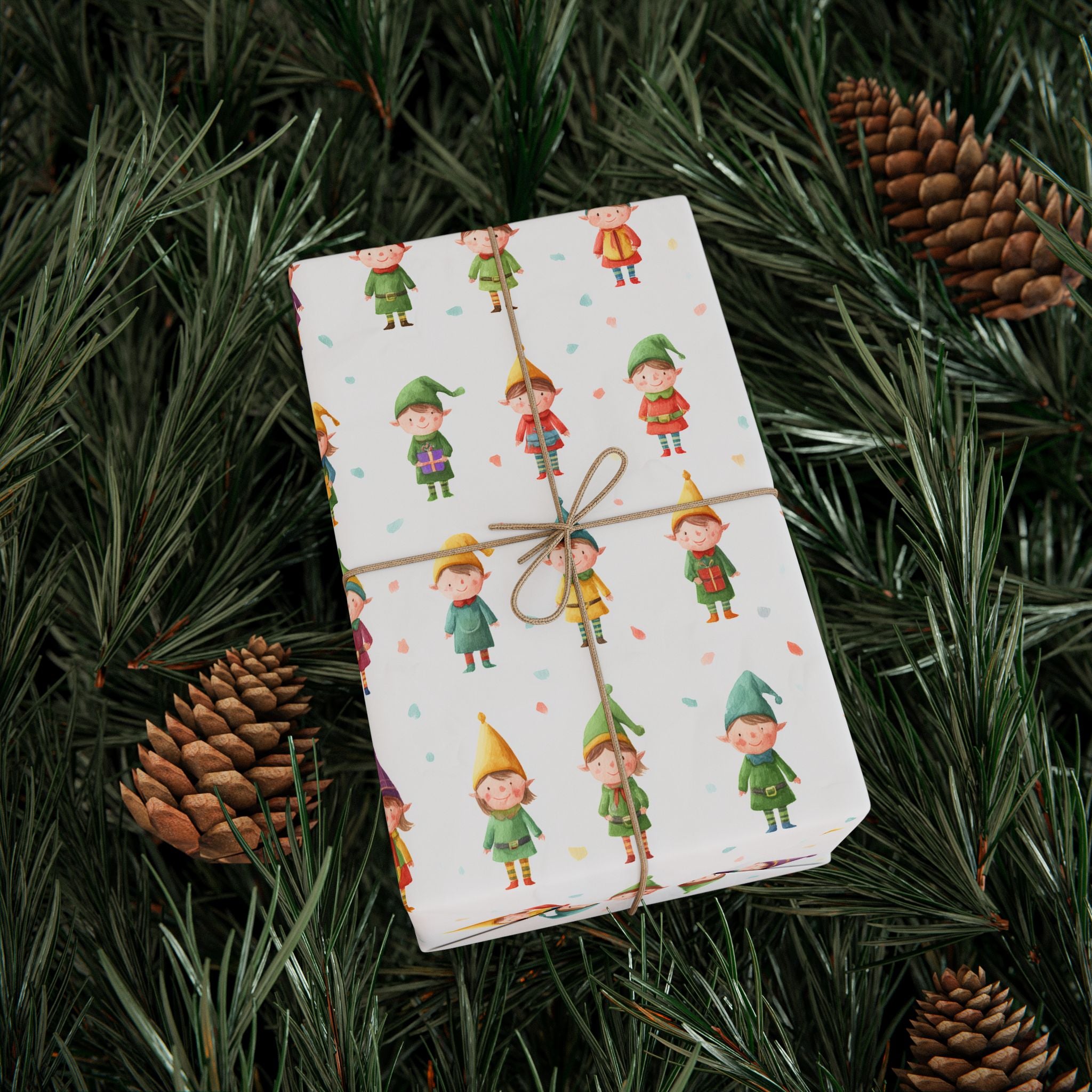 Christmas Elf Wrapping Paper Roll – Cute Holiday Gift Wrap with Elves & Presents