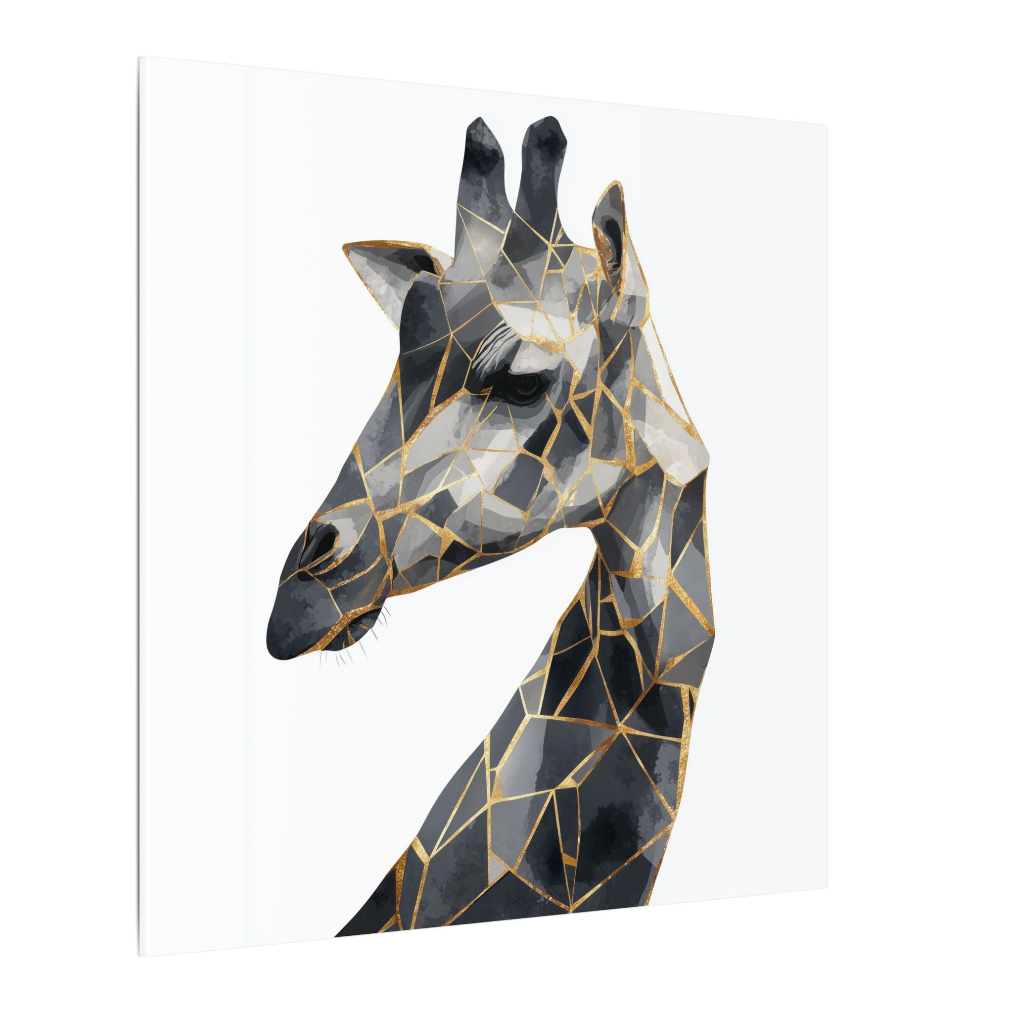Geometric Giraffe: Modern Mosaic Art, Angular Wildlife Portrait, Monochromatic Polygon Design   |  Personalized & Custom Orders Available