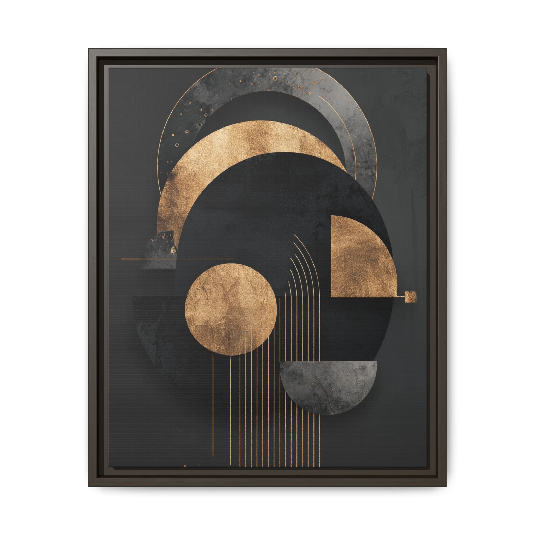 Geometric Resonance: Abstract Gold and Black Design, Minimalist Architectural Art, Modern Metallic Composition   |   Custom Orders Accepted