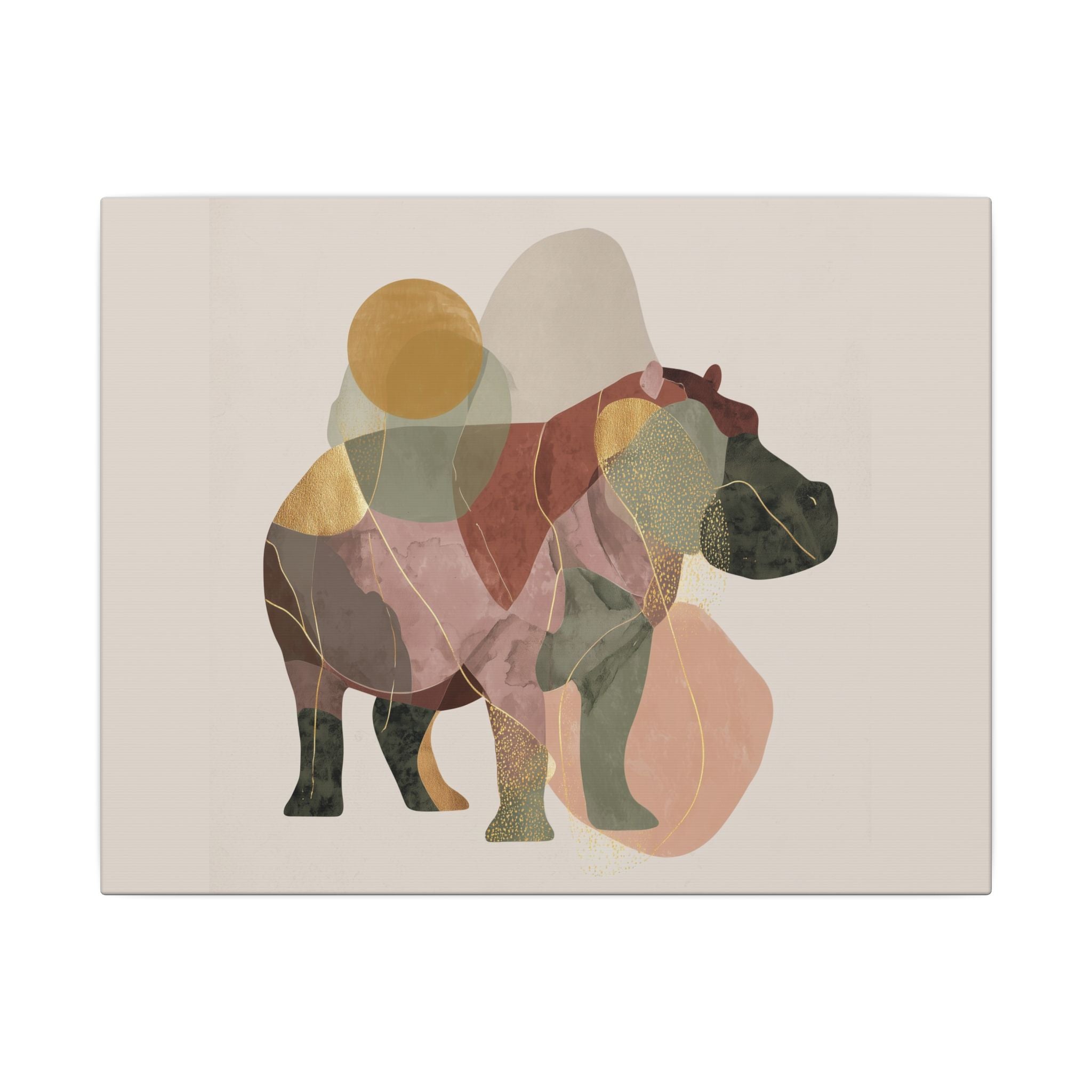 Geometric Hippo: Abstract Animal Art, Minimalist Pastel Composition   |    Custom Orders Available