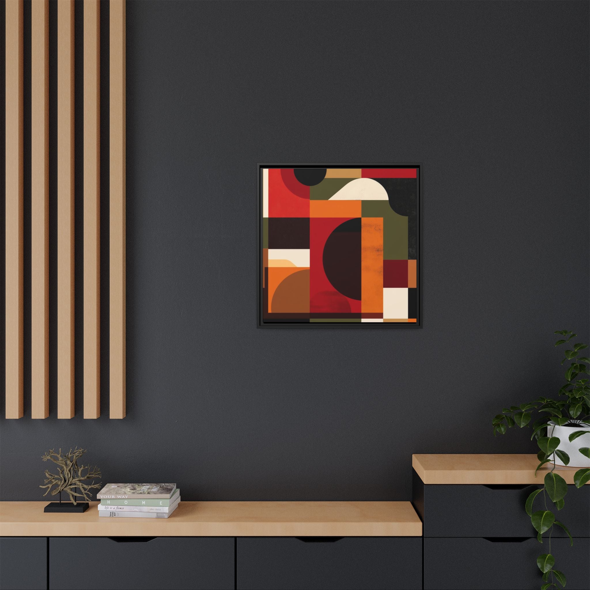 Geometric Convergence: Abstract Bauhaus Design, Constructivist Color Blocks, Architectural Art Composition   |   Custom Orders Accepted