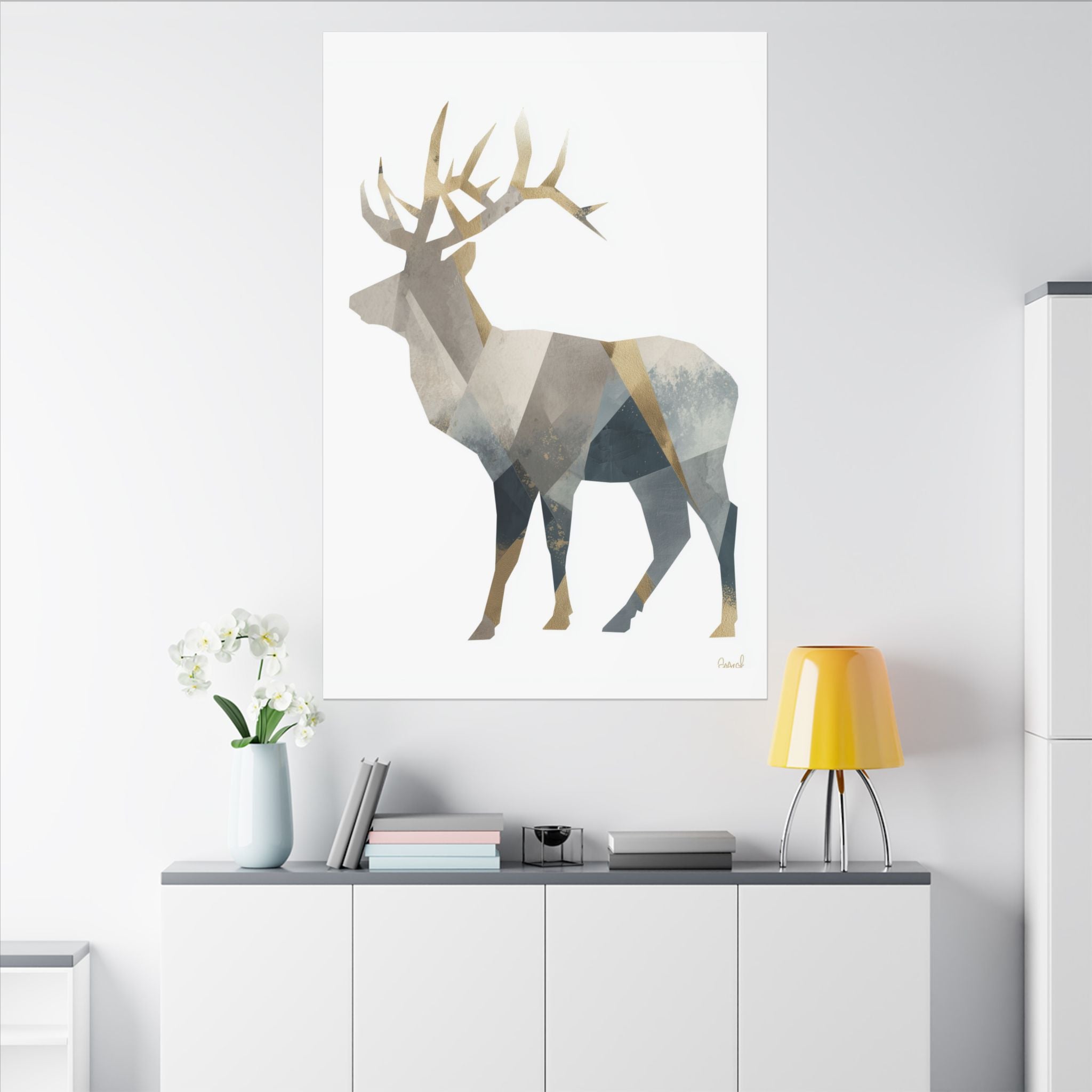 Geometric Stag: Modern Wildlife Art, Digital Graphic Design, Abstract Deer Portrait   |  Personalized & Custom Orders Available