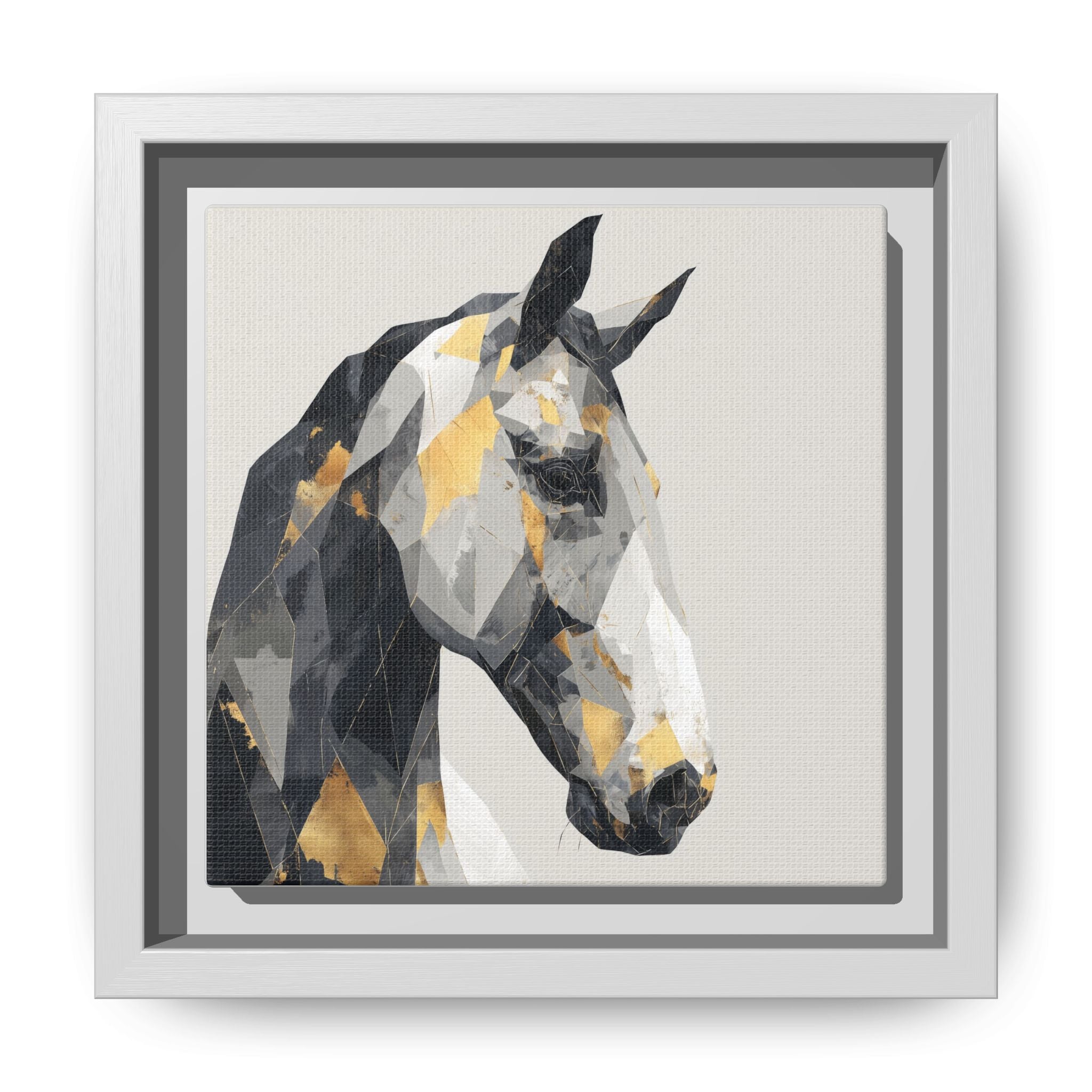 Equine Geometrica: Contemporary Cubist Horse, Metallic Abstract Portrait   |  Personalized & Custom Orders Available