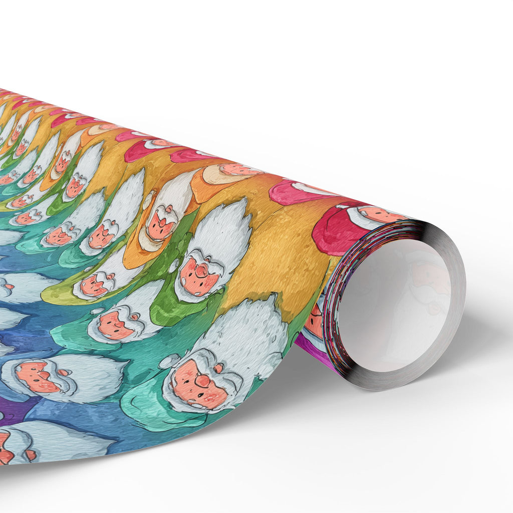 Bold Colorful Santa Pattern Wrapping Paper Roll — Colorful Rainbow Holiday Gift Wrap