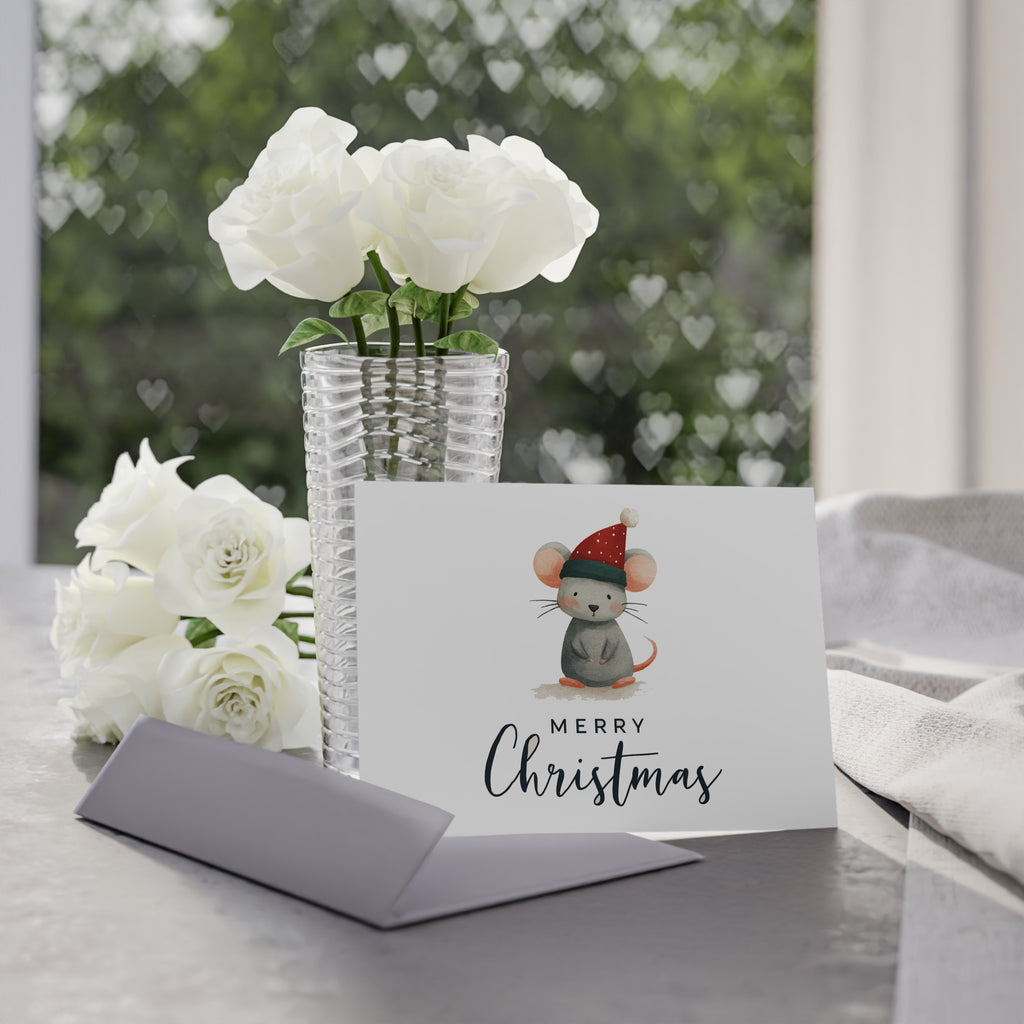 Two-Sided Holiday Cards with Cute Mouse Design, Perfect for Christmas Greetings, Festive Seasonal Wishes, Unique Christmas Gift