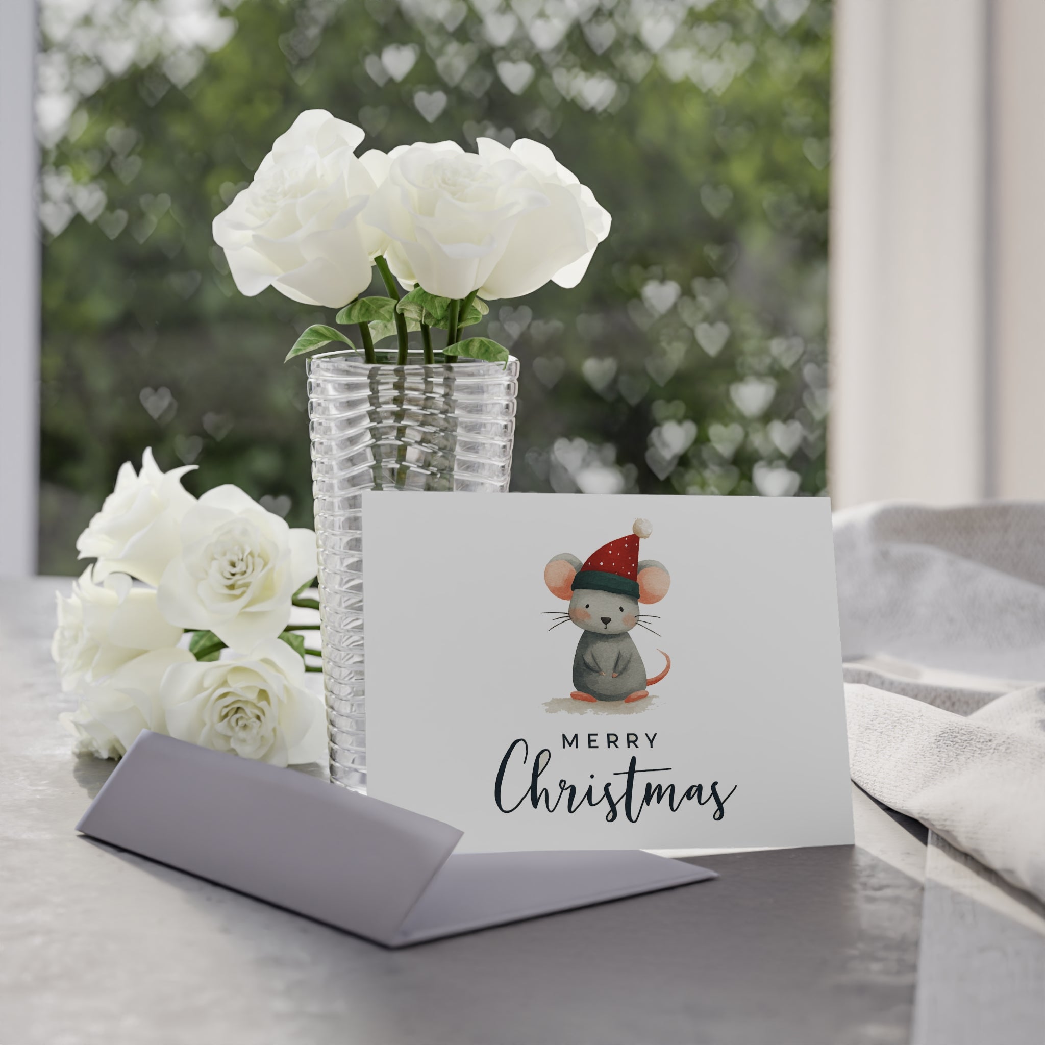 Two-Sided Holiday Cards with Cute Mouse Design, Perfect for Christmas Greetings, Festive Seasonal Wishes, Unique Christmas Gift