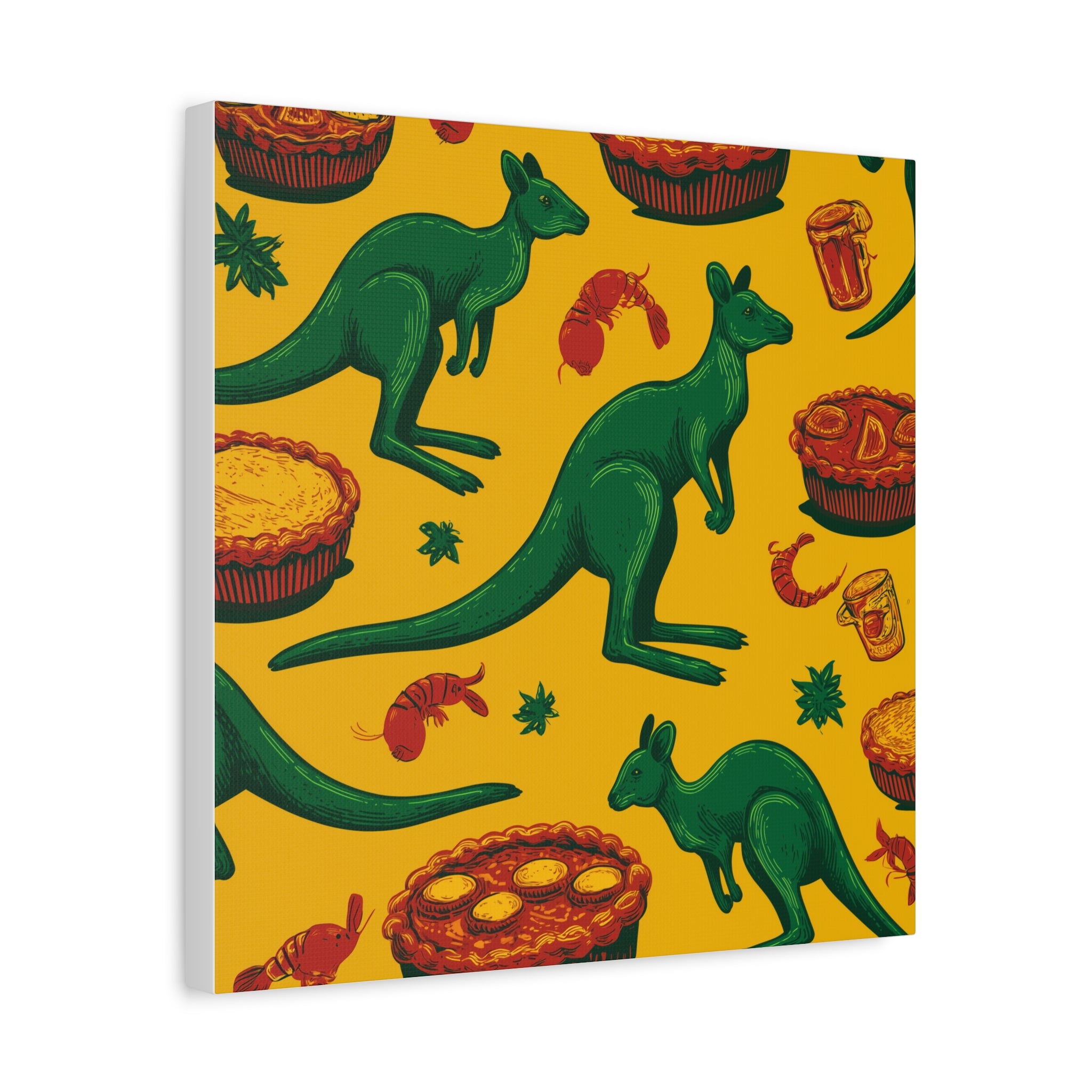 Kangaroo Canvas Wall Art, Vibrant Animal Decor, Unique Gift for Nature Lovers, Fun Kitchen Wall Hanging, Australian Themed Art