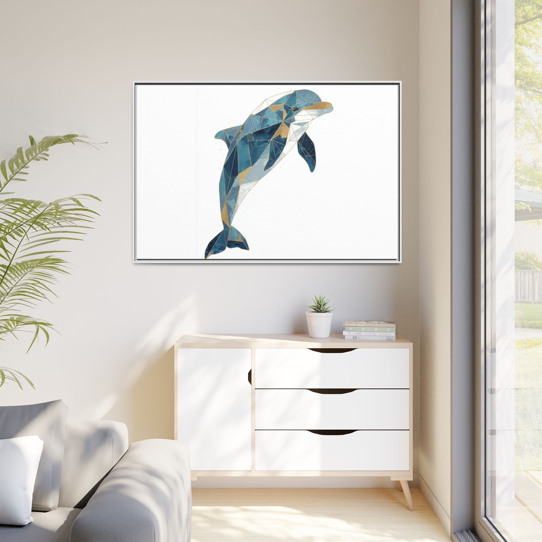 Oceanic Geometry: Dolphin in Blue Polygons, Modern Marine Art   |  Personalized & Custom Orders Available