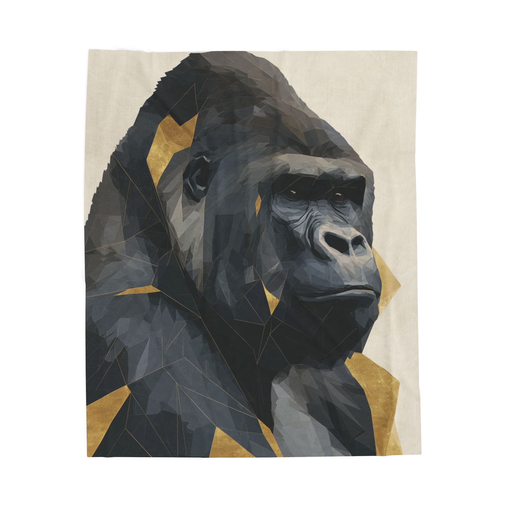 Geometric Gorilla Blanket : Low-Poly Wildlife Art, Contemporary Animal Illustration   |  Personalized & Custom Orders