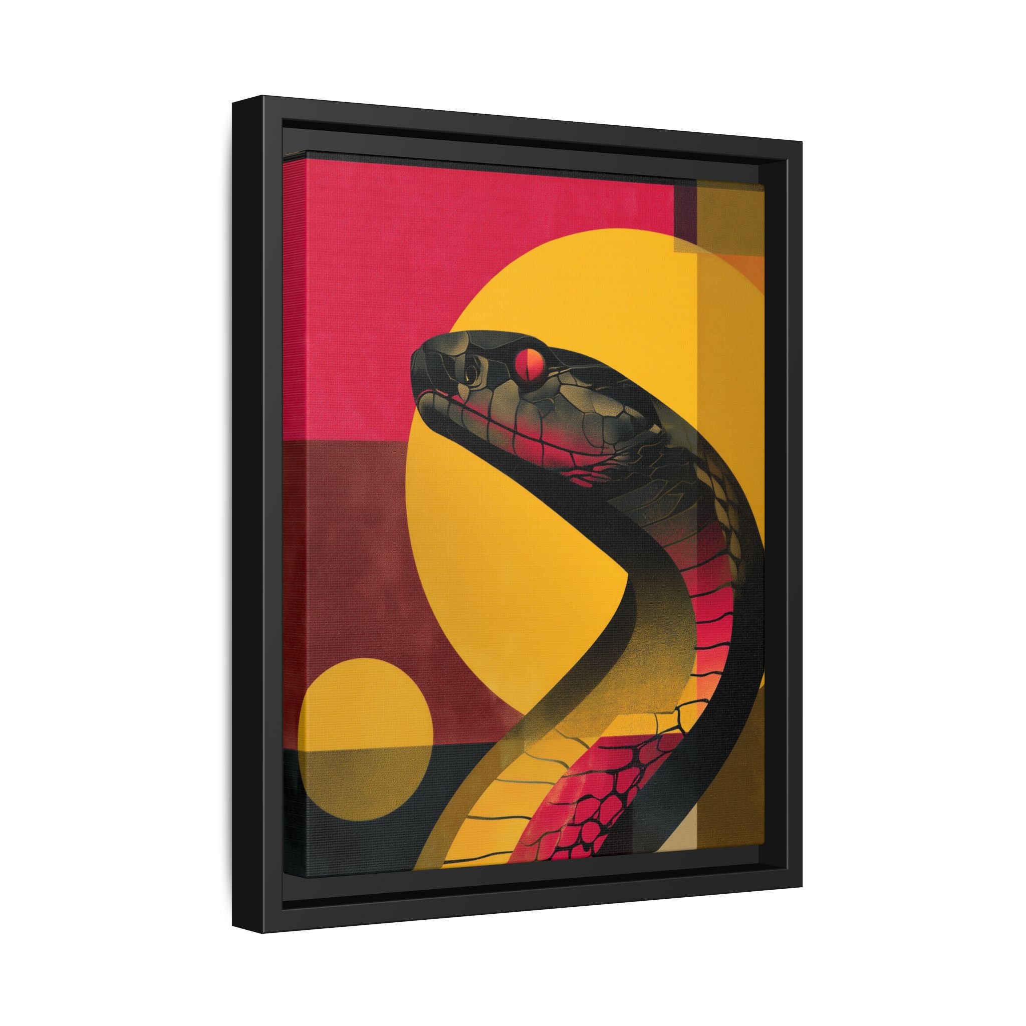 Framed Print, Geometric Snake Wall Art Print, Matte Canvas Picture, Home Decor Gift, Multi-color Serpent Poster, Modern Abstract Artwork