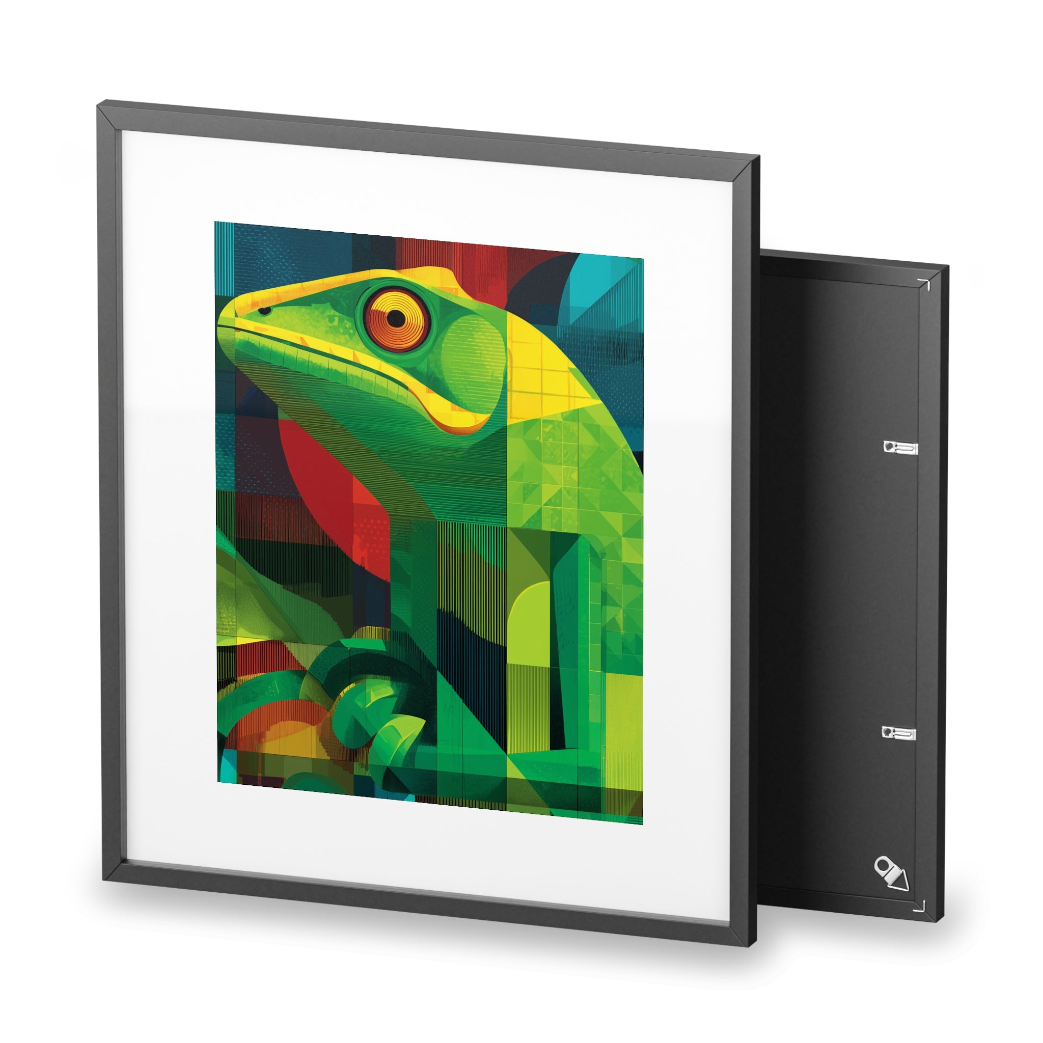Vibrant Chameleon Lizard Art Framed Poster, Colorful Wall Decor, Nature-Inspired Home Decor, Unique Gift for Animal Lovers, Modern Art Print