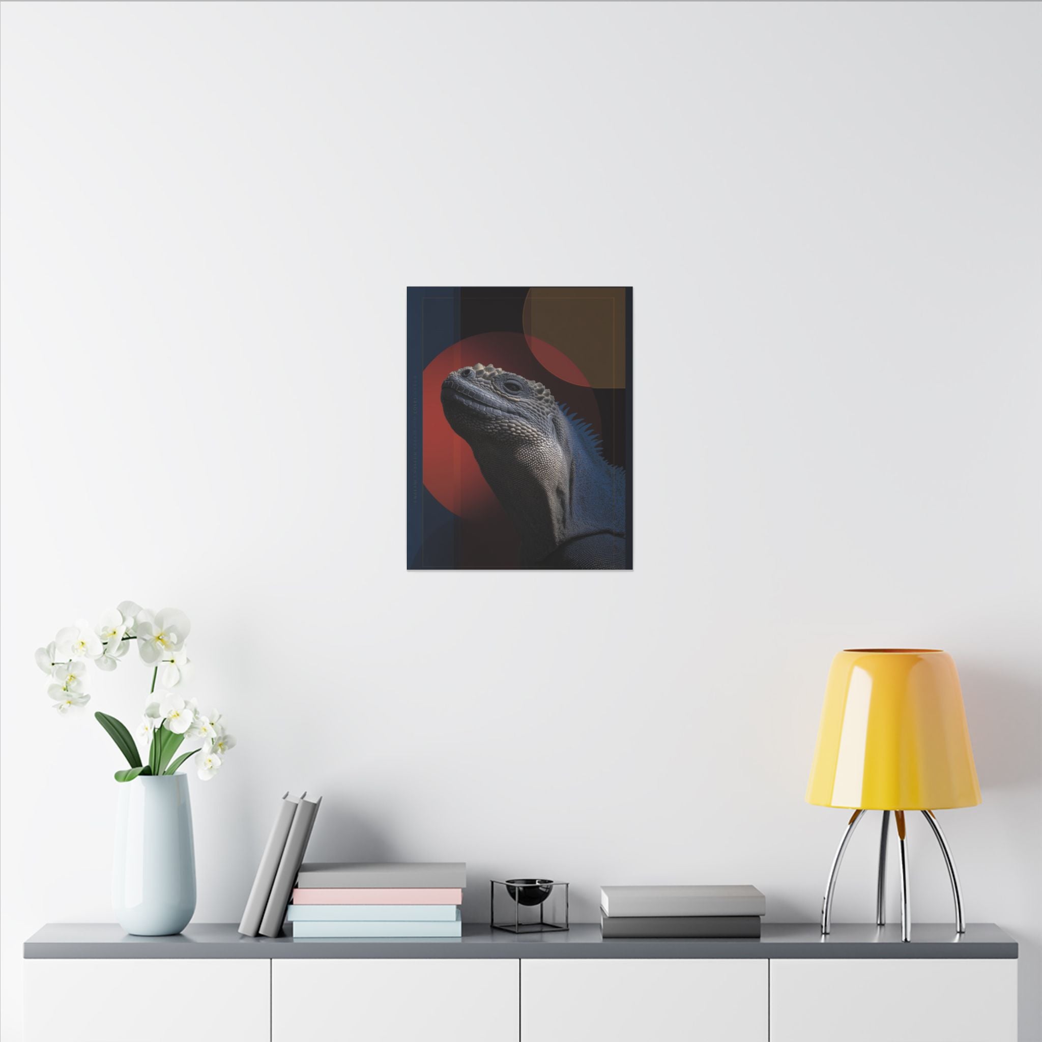 Marine Iguana Canvas: Reptilian Portrait, Digital Naturalism   |    Custom Orders Available