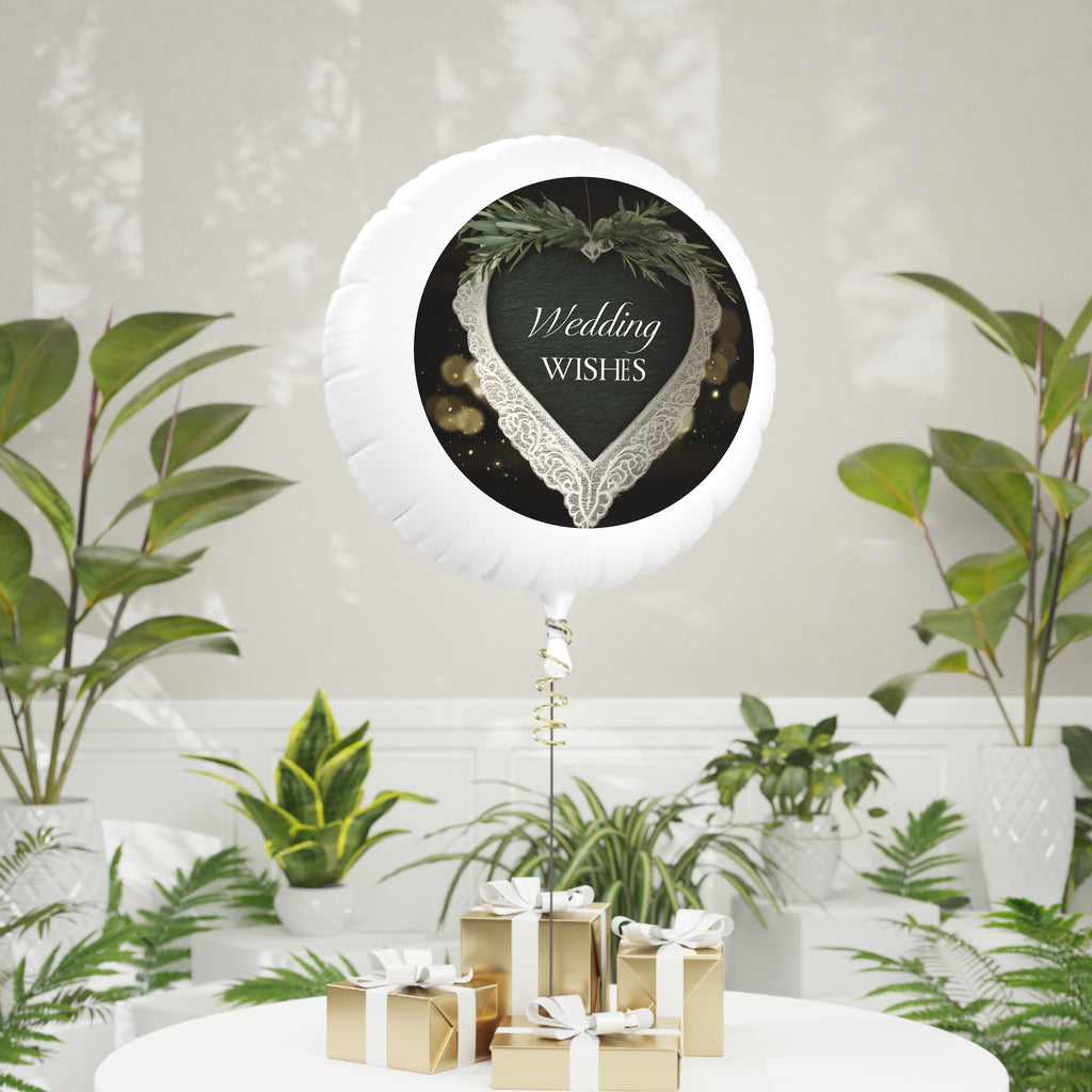 Wedding Wishes Mylar Balloon — Heart Lace Wedding Balloon