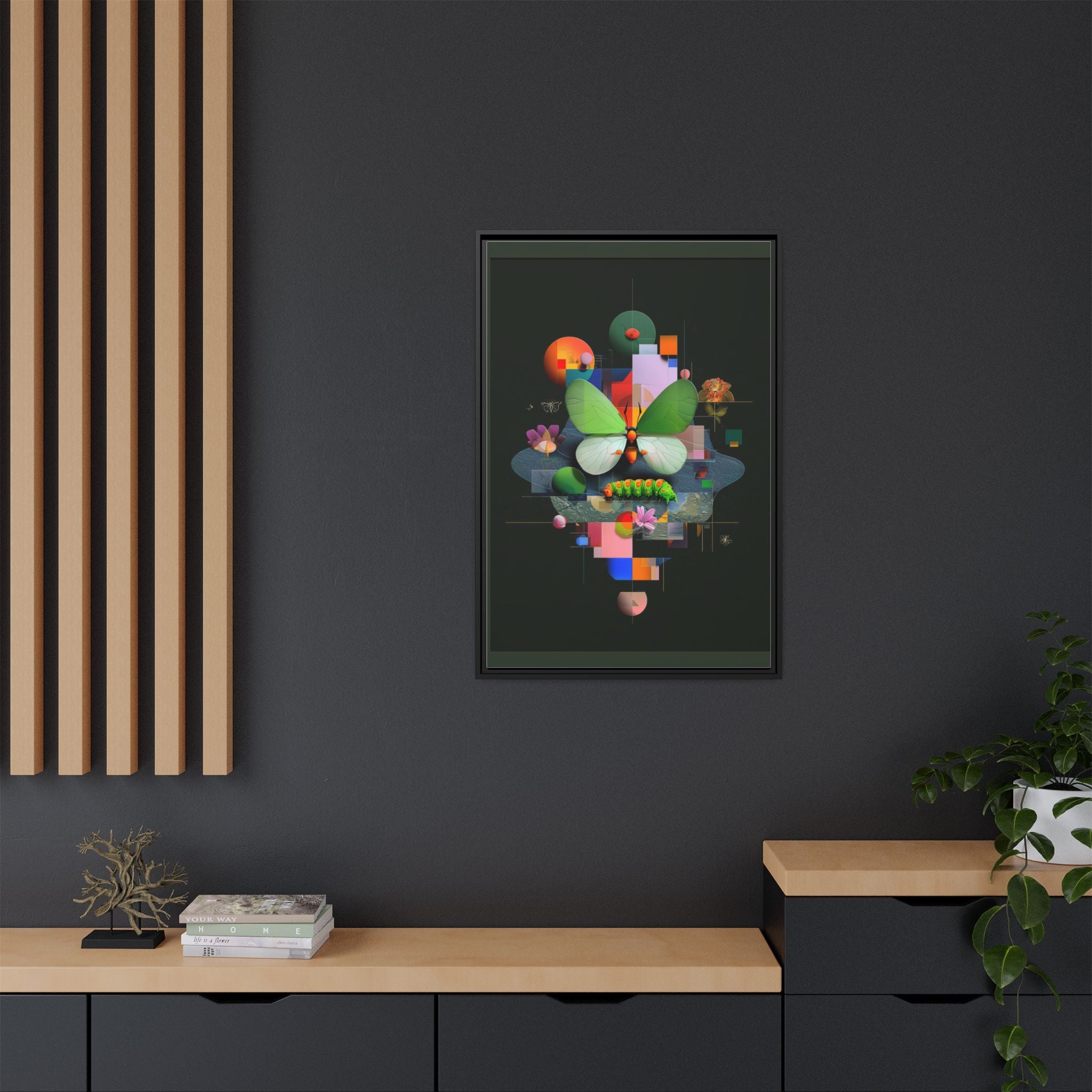 Metamorphosis Geometry Framed Print : Digital Nature Synthesis, Butterfly Abstraction   |  Personalized & Custom Orders Available