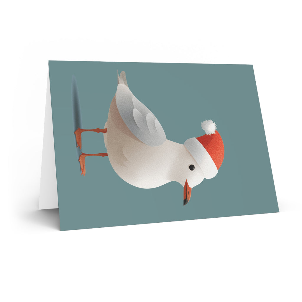Holiday Gull: Festive Seabird Illustration, Minimalist Winter Art, Charming Coastal Christmas Character | Custom Orders Accepted