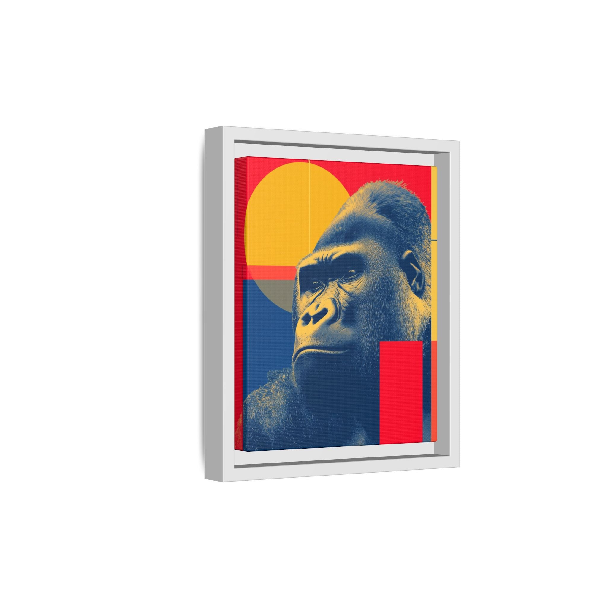 Primal Geometry: Gorilla Portrait in Blue and Yellow, Pop Art Graphic Design   |  Personalized & Custom Orders Available