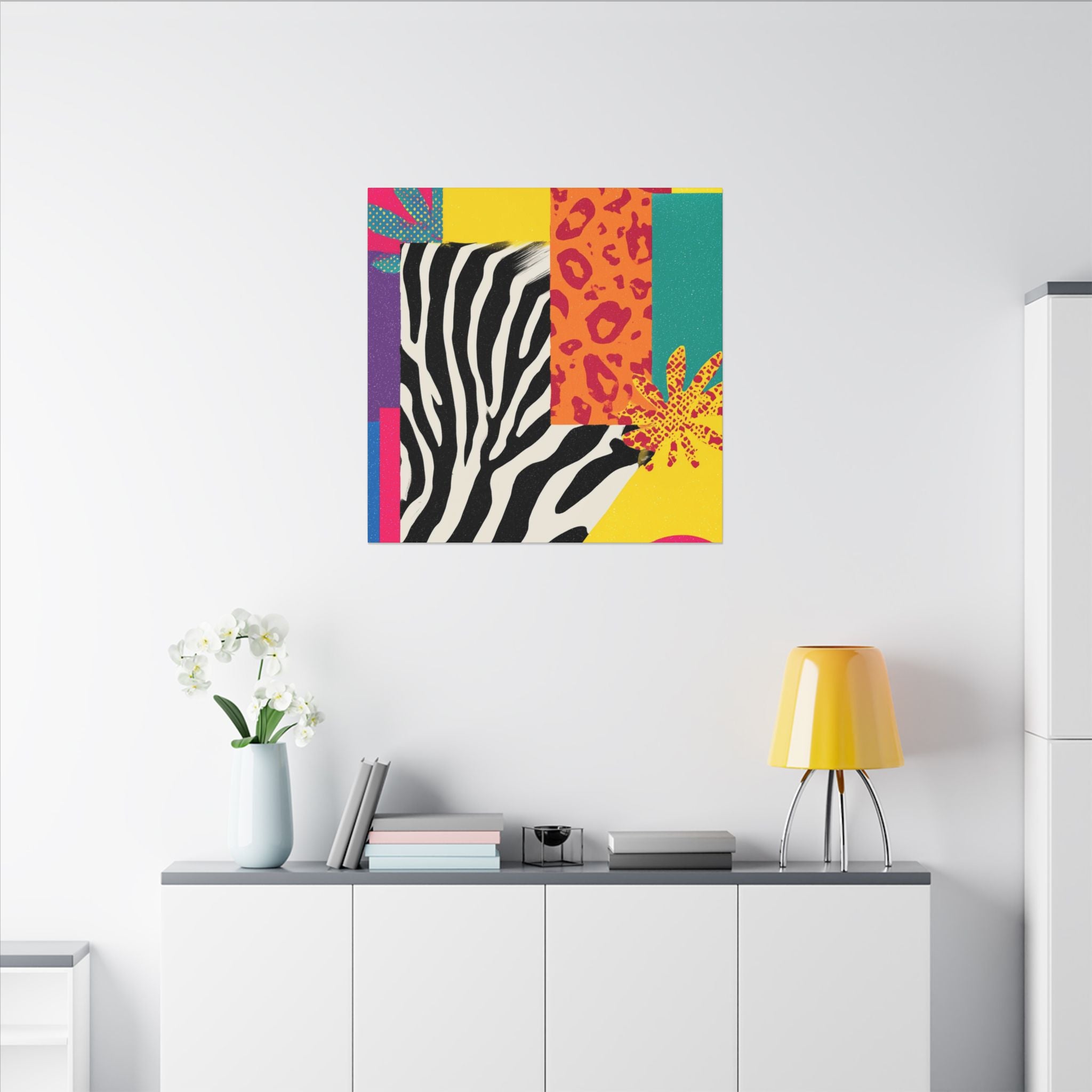Copy of Pop Geometry: Zebra Leopard Fusion, Geometric Color Block, Modern Abstract Design   |   Custom Orders Accepted