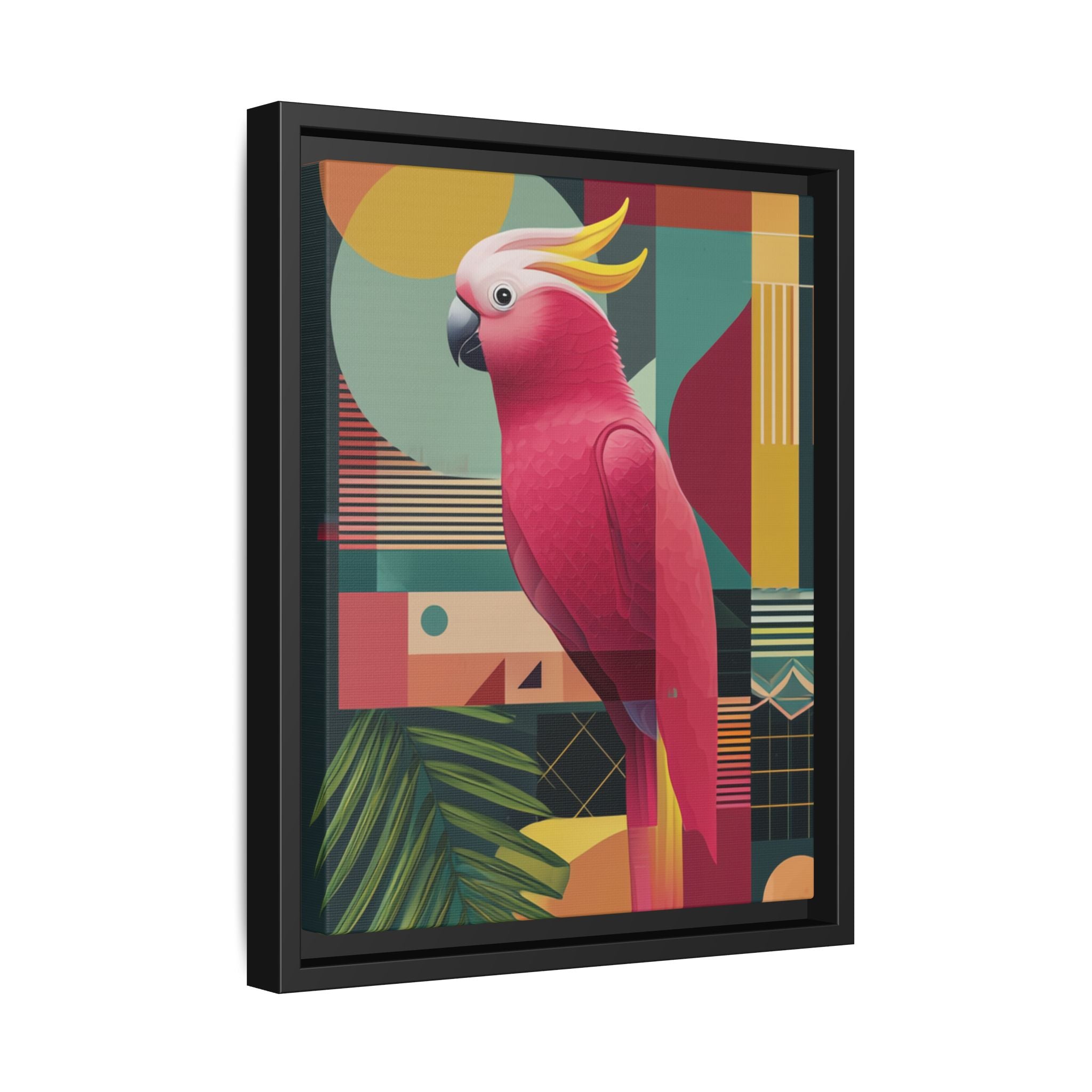 Geometric Cockatoo Framed Print: Mid-Century Modern Bird Art, Contemporary Graphic Print   |  Personalized & Custom Orders Available