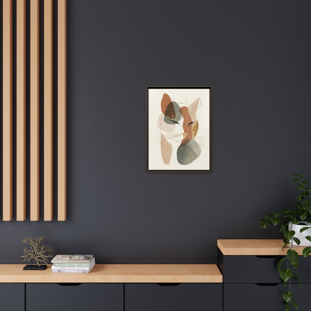 Feline Geometry: Abstract Cat Portrait, Minimalist Earth Tones   |  Personalized & Custom Orders Available