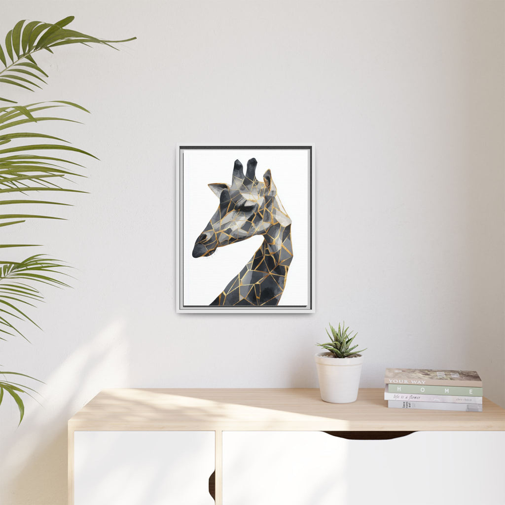 Geometric Giraffe Framed Print : Modern Mosaic Wildlife Art, Contemporary Golden Fragments   |  Personalized & Custom Orders Available