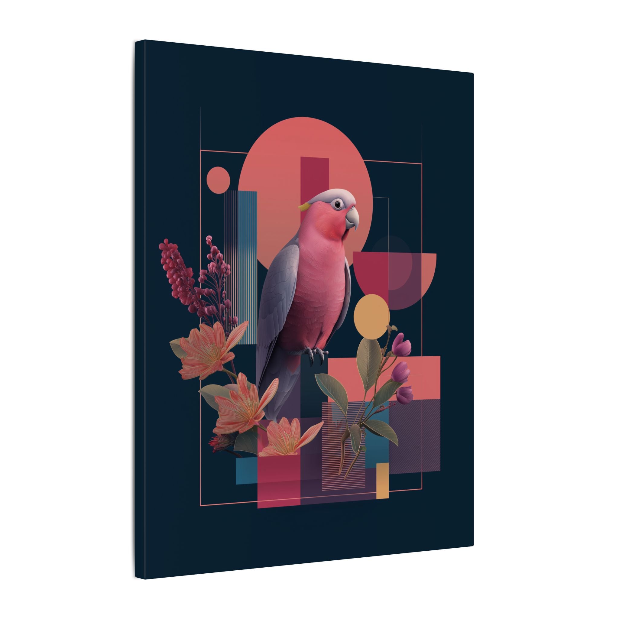 Geometric Parrot Symphony: Digital Neo-Retro Illustration, Abstract Avian Design   |    Custom Orders Available