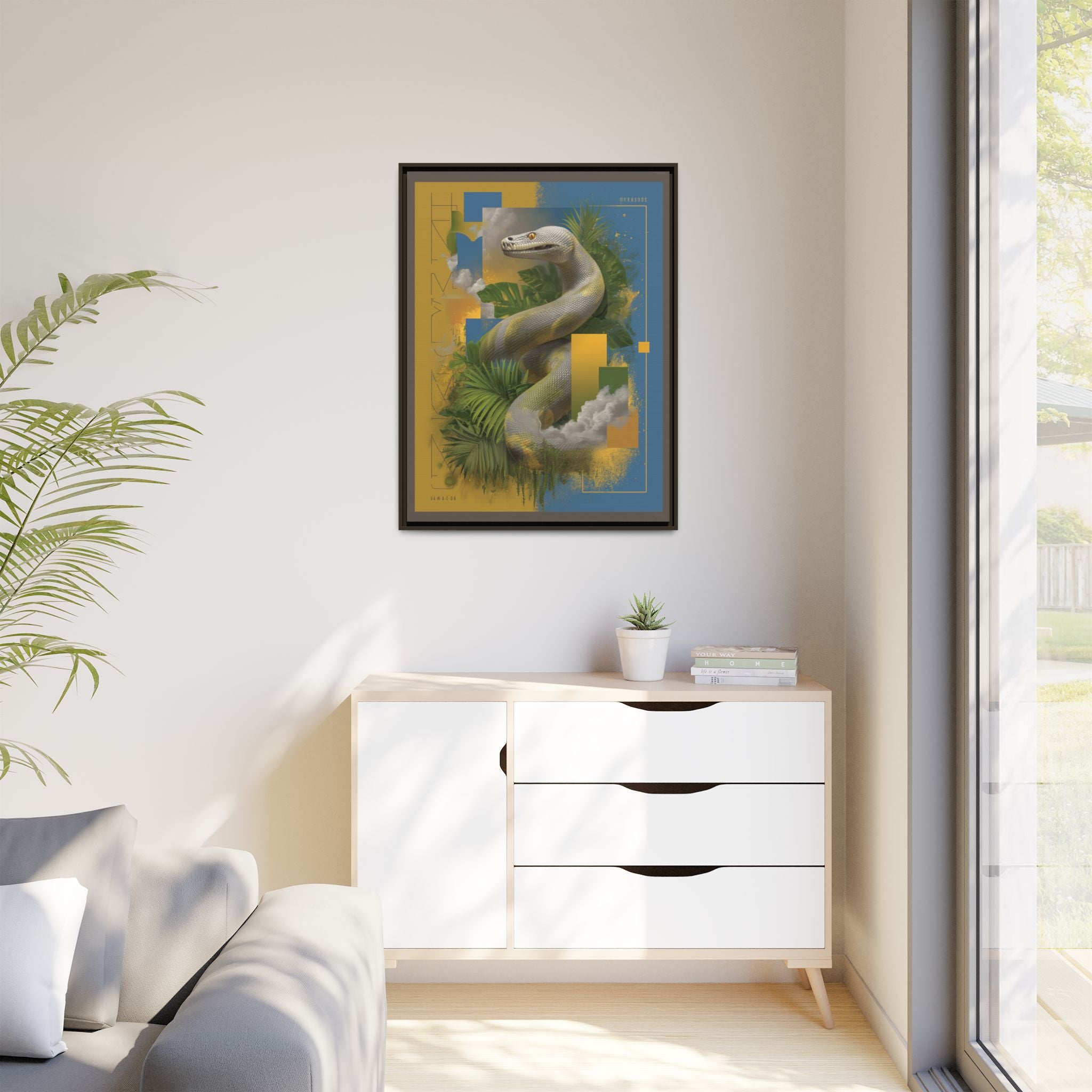 Serpent of Surreal Geometries: Tropical Hyperrealism, Digital Snake Illustration   |    Custom Orders Available