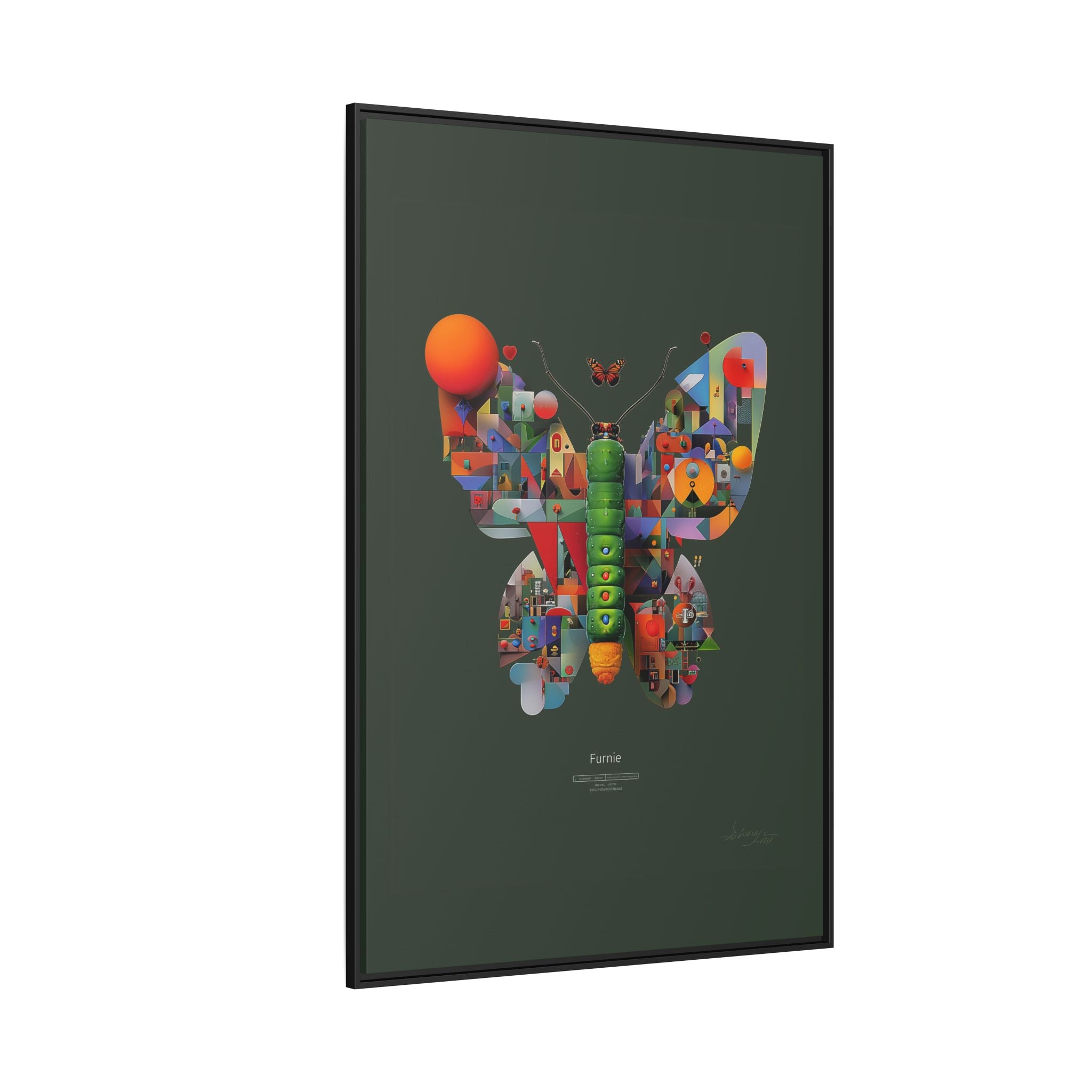 Geometric Metamorphosis Framed Print : Digital Cubist Butterfly, Urban Abstract Composition   |   Custom Orders Available