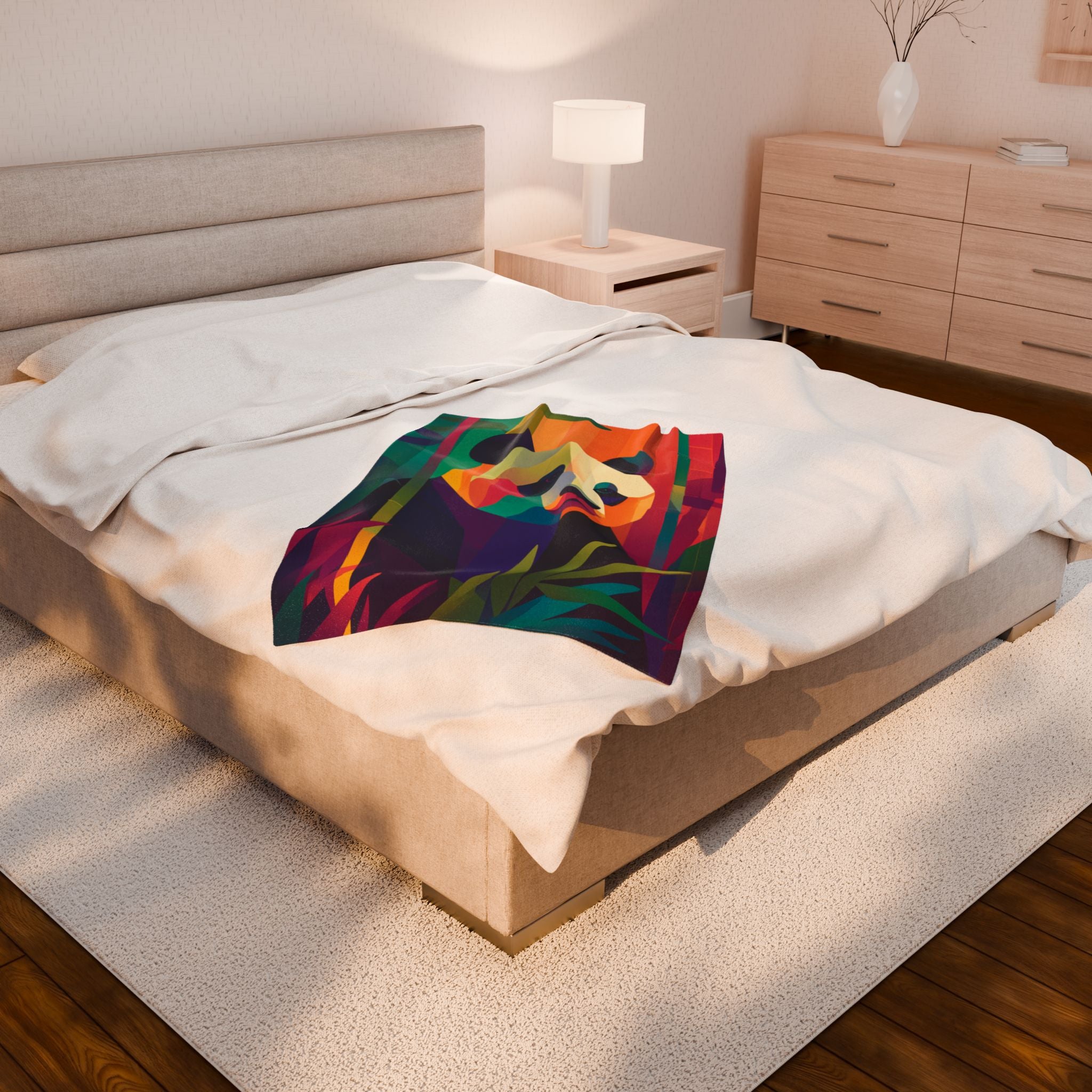 Geometric Panda Blanket: Wildlife Art, Digital Kaleidoscope Design, Contemporary Animal Illustration   |  Personalized & Custom Orders